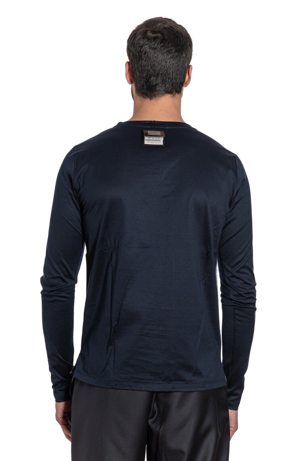 1400$ GERLIN T-Shirt Abstract Blue 100% Silk & Cotton Lisle Size M BIJAN