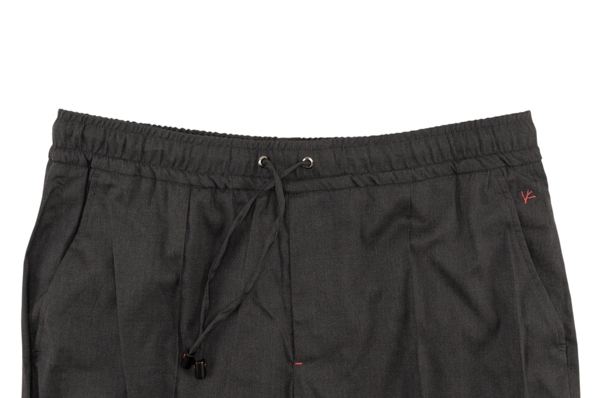 1350$ ISAIA NAPOLI Charcoal Gray Drawstring Pant Wool - Silk Relaxed 38 US 54 EU