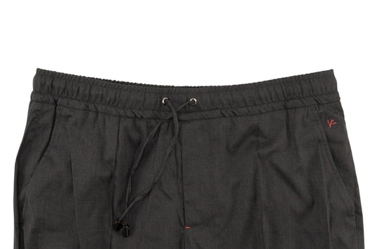1350$ ISAIA NAPOLI Charcoal Gray Drawstring Pant Wool - Silk Relaxed 38 US 54 EU