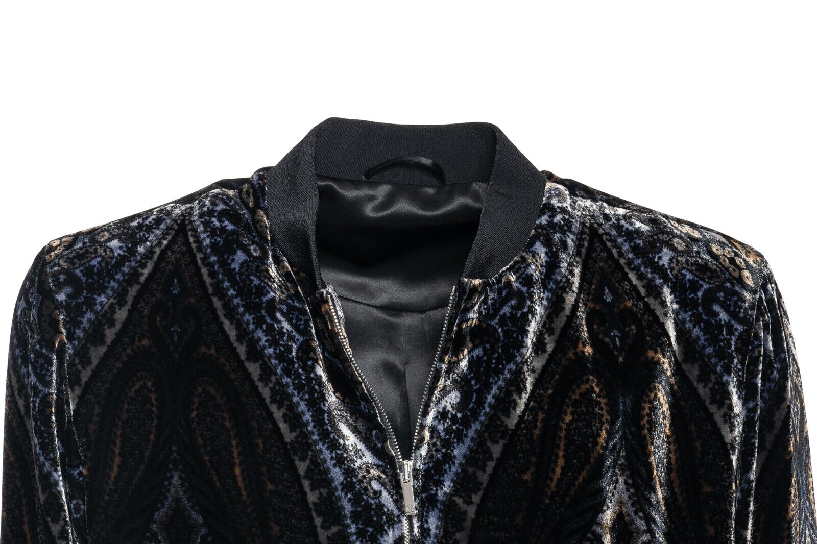 2000$ ITALO FERRETTI Bomber Jacket Silk "VELVET DAMASK" Paisley 40 US / 50 EU