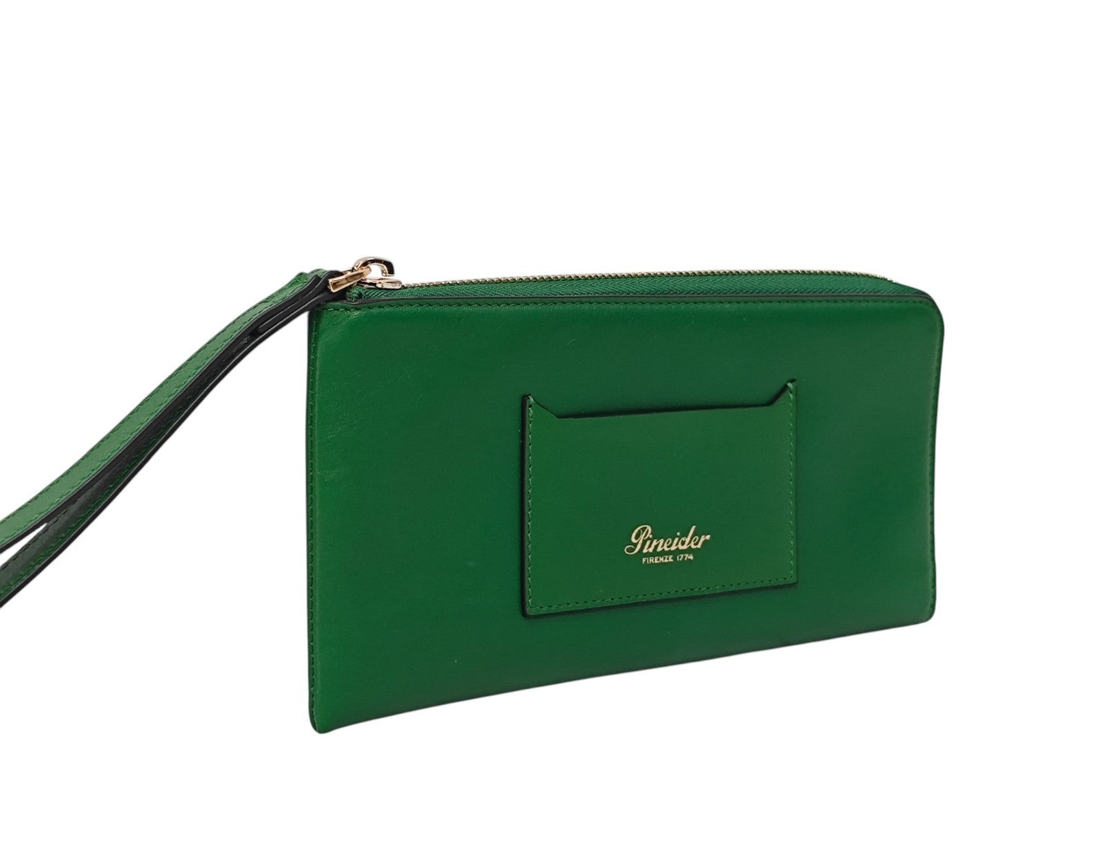 565$ PINEIDER FIRENZE Zip Around Wallet Green Smooth Calf Leather Green