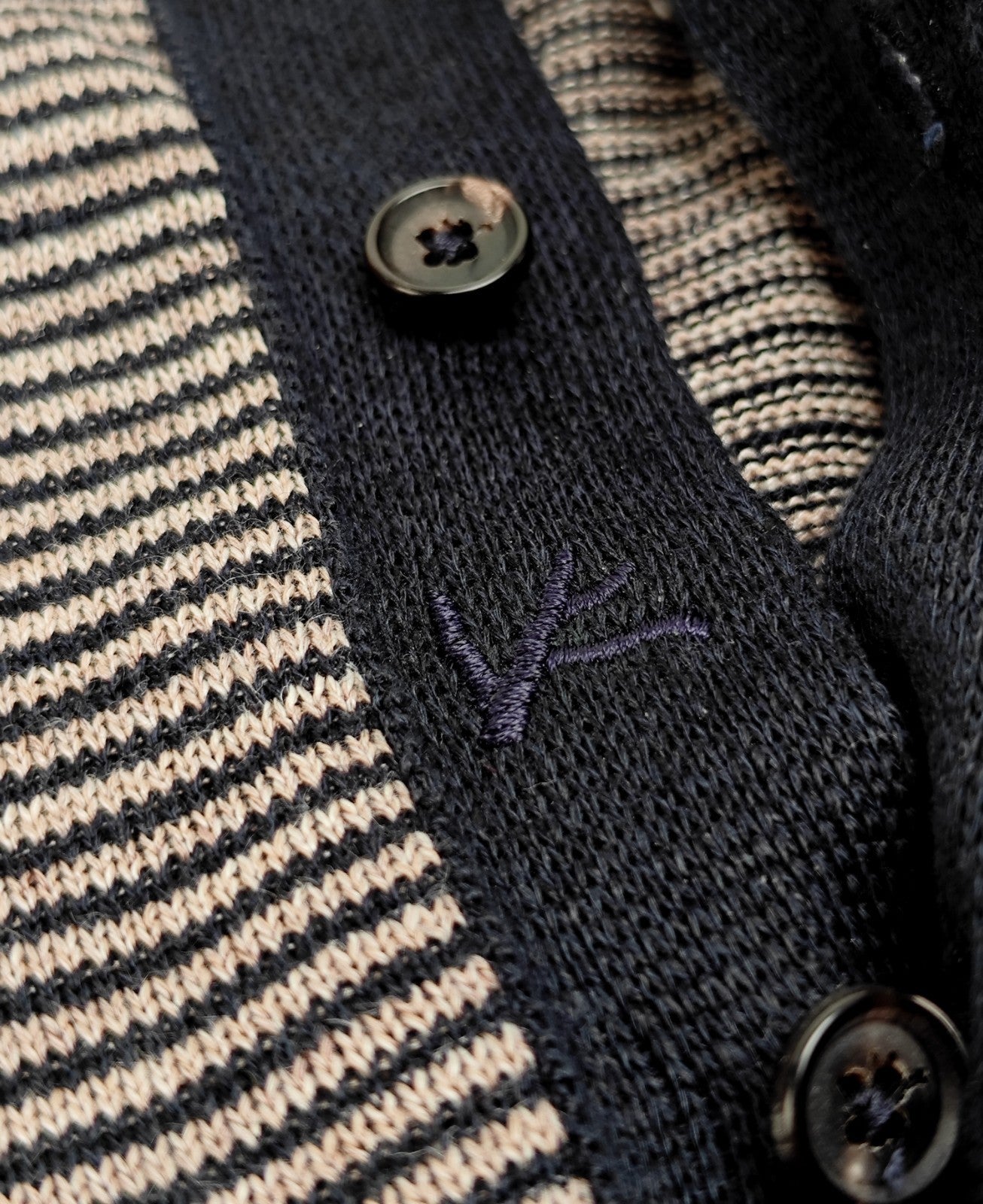 1450$ ISAIA NAPOLI Blue - Beige Polo Sweater Wool Linen - Cotton Size M