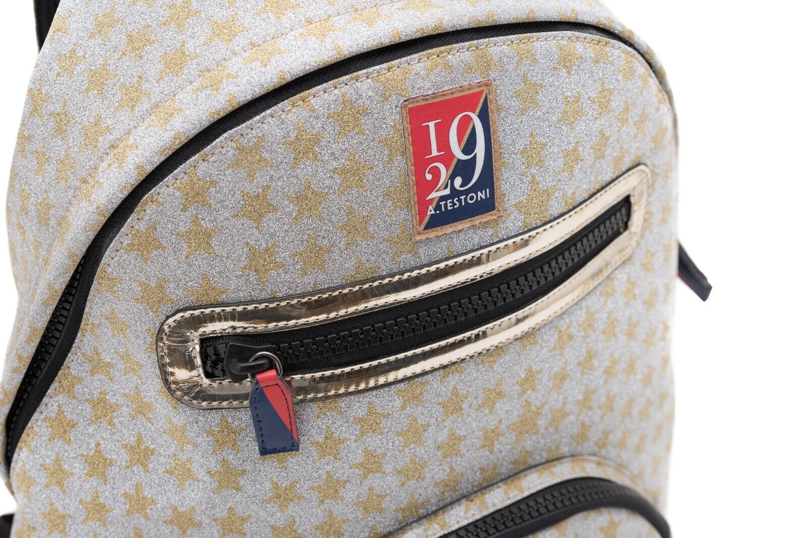 $410 Testoni I29 Bologna Luxury Cristals Backpack Rising Star + Metal Calf