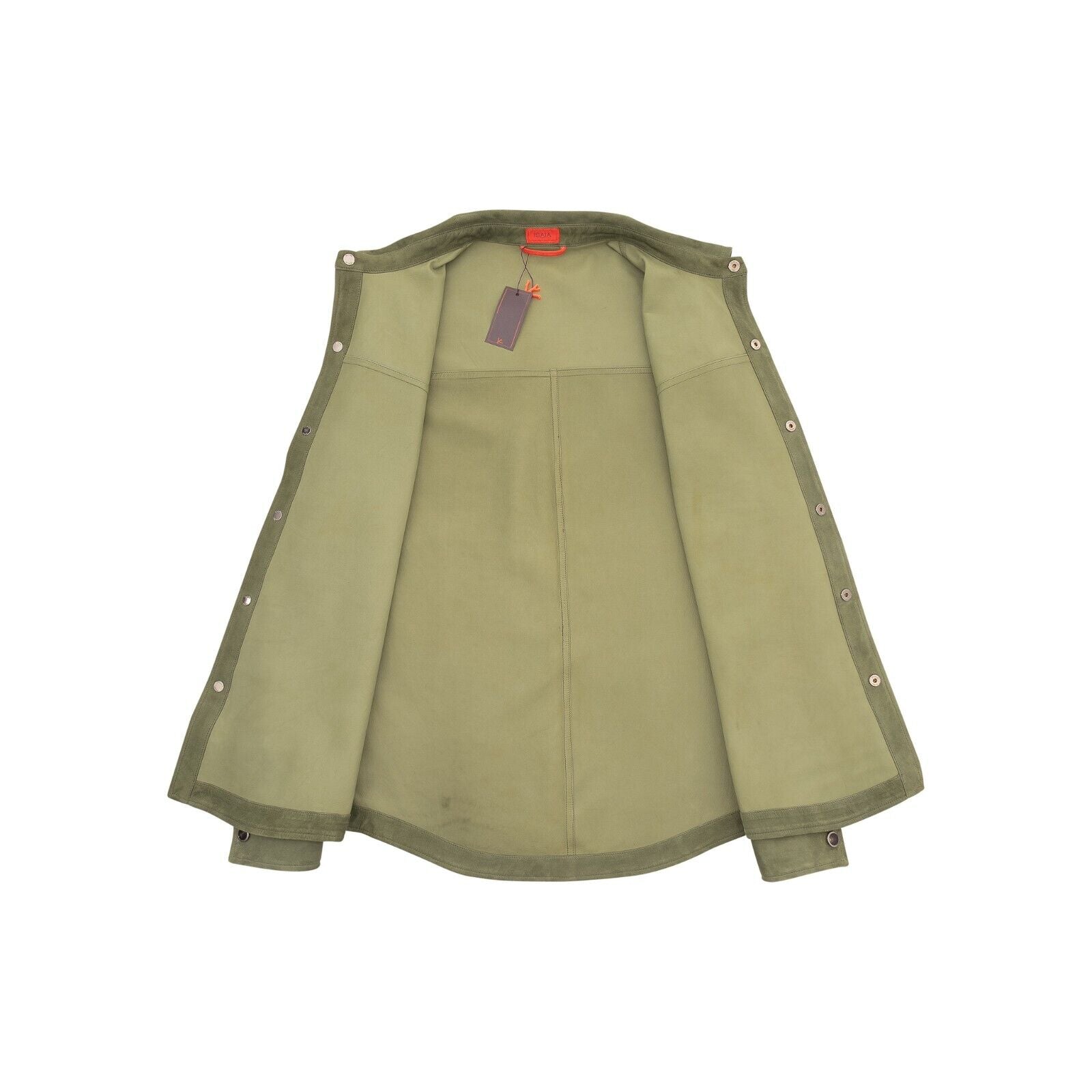 4200$ ISAIA NAPOLI Green Overshirt Jacket Leather Suede Lambskin 38 US / 48 EU