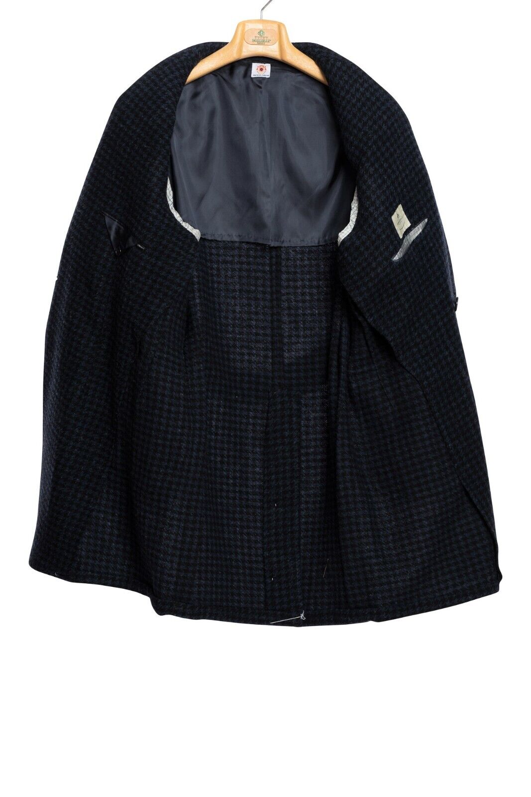 $2950 LUIGI BORRELLI NAPOLI Hand-Sewn Blue Coat Double Breasted Wool Cotton