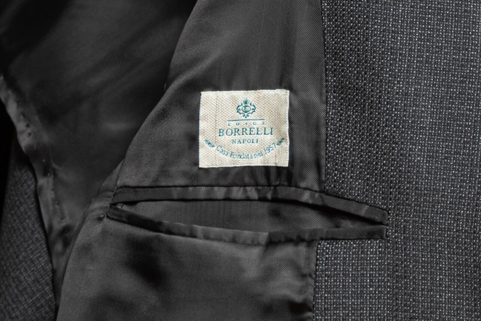 $2950 LUIGI BORRELLI NAPOLI Hand-Sewn Dark Gray Suit Virgin Wool Slim Fit (2)