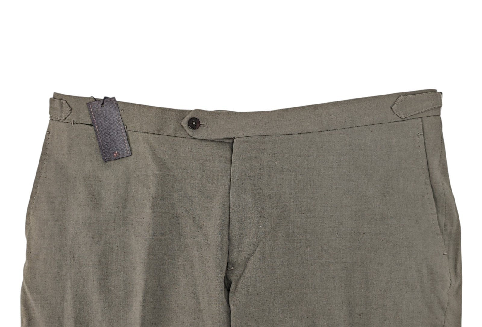 1550$ ISAIA Hand-Sewn Tapered Dress Pant Wool Linen Dove Gray 40 US / 56 EU