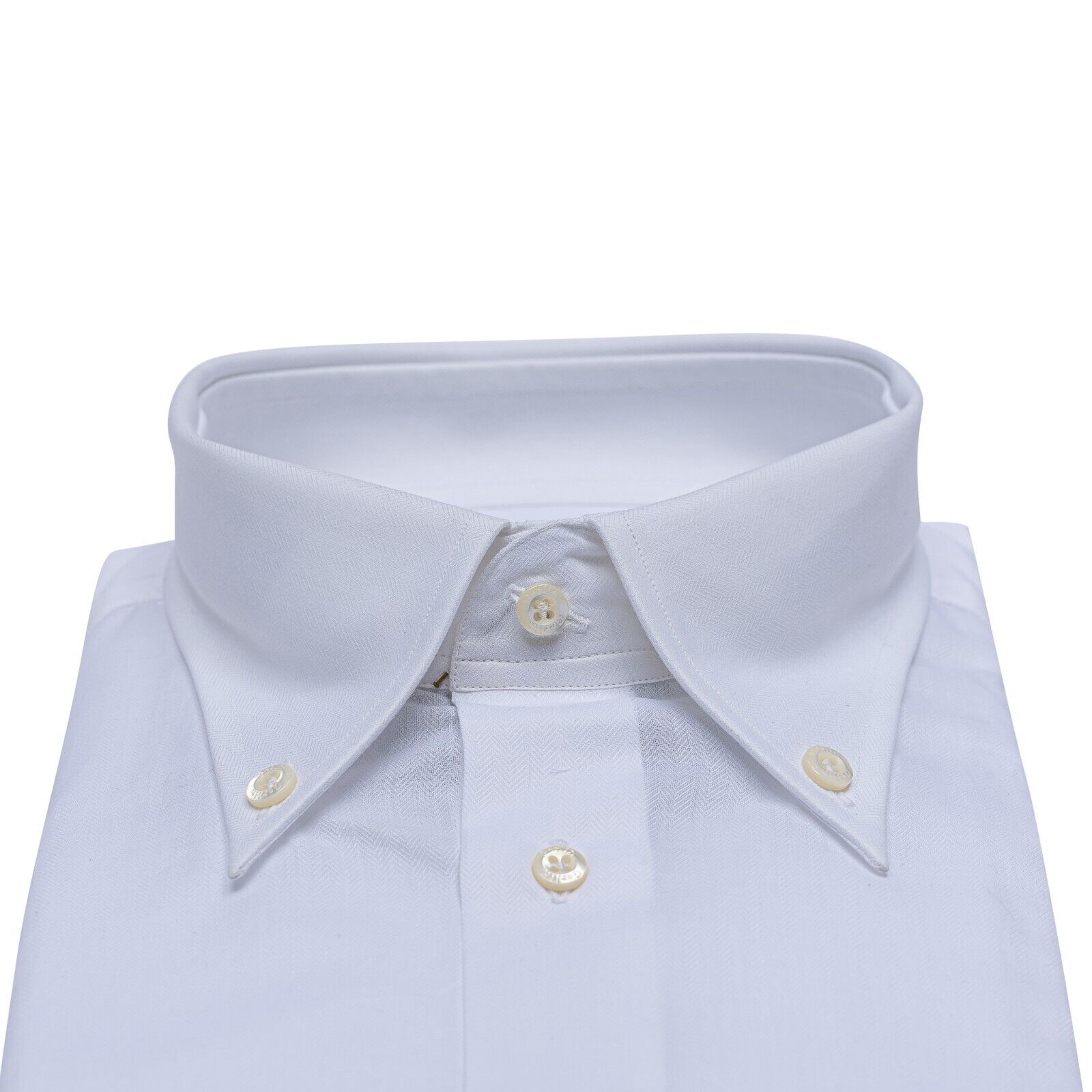 690$ LUXURY GERLIN Shirt White Herringbone Button Down Cotton 1H ZILLI