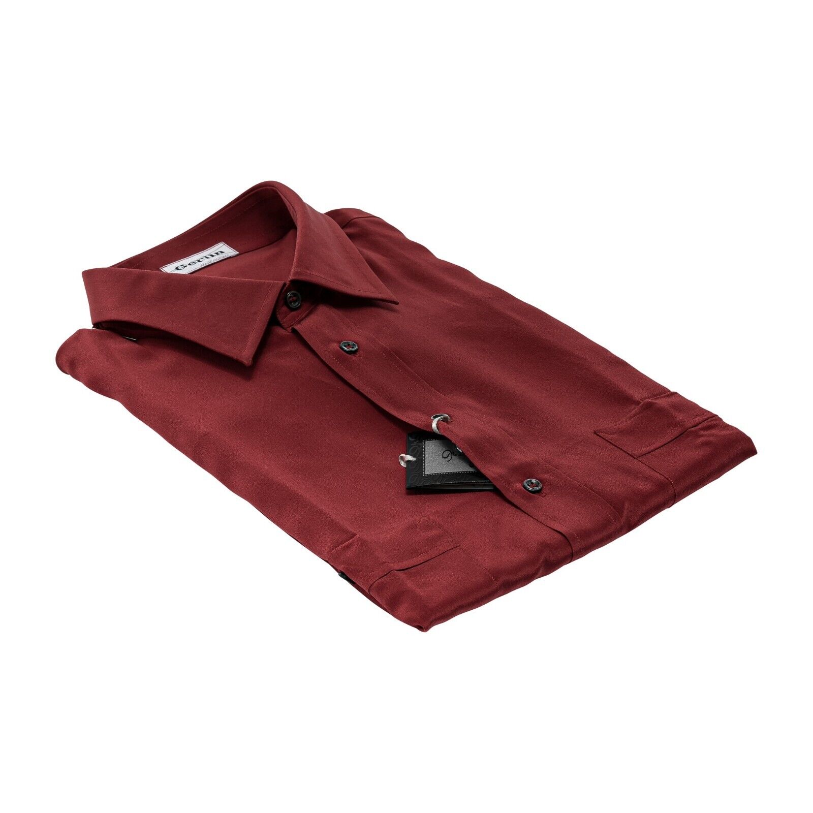 1400$  LUXURY GERLIN Shirt Red Short Sleeve 100% Silk 16-41 9H BIJAN
