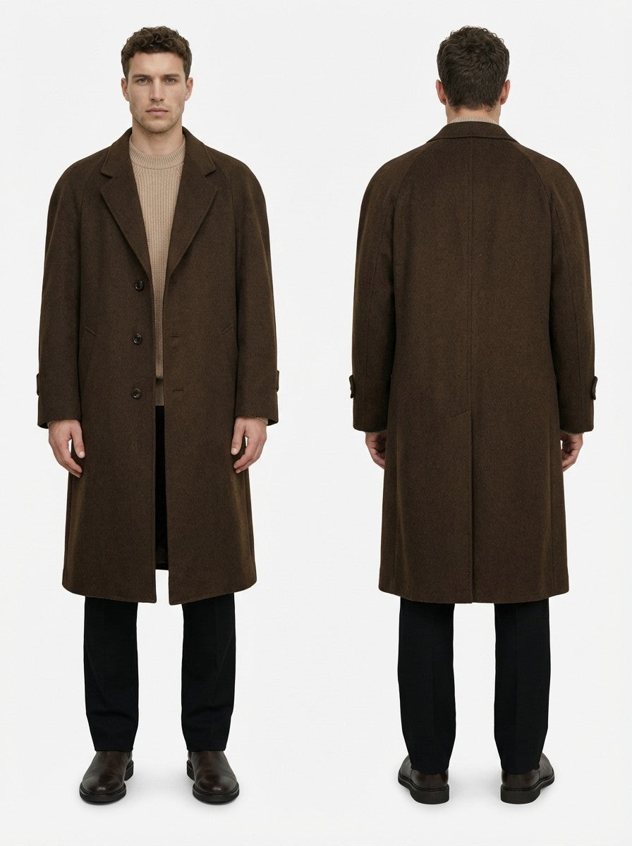 6500$ BRIONI Brown Raglan Coat Overcoat Handmade 100% Cashmere 38 US / 48 EU