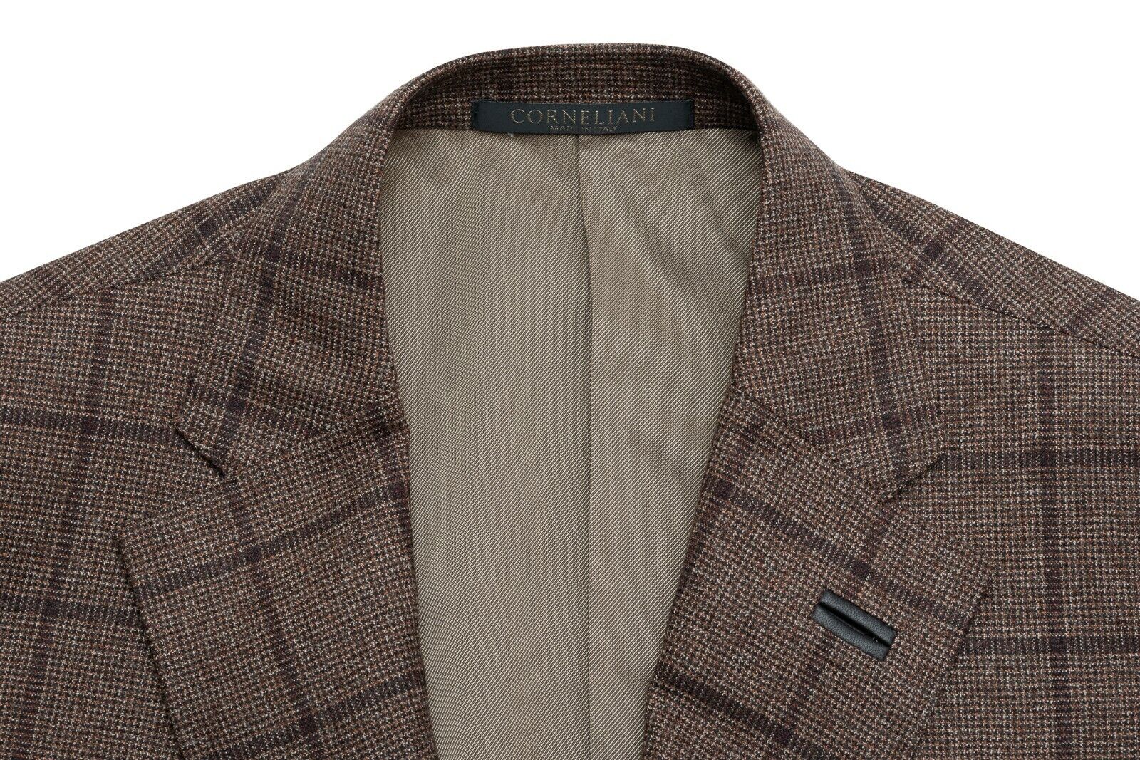 1150$ CORNELIANI Jacket Blazer Brown Checks Wool 130's + Leather 40 US / 50 EU