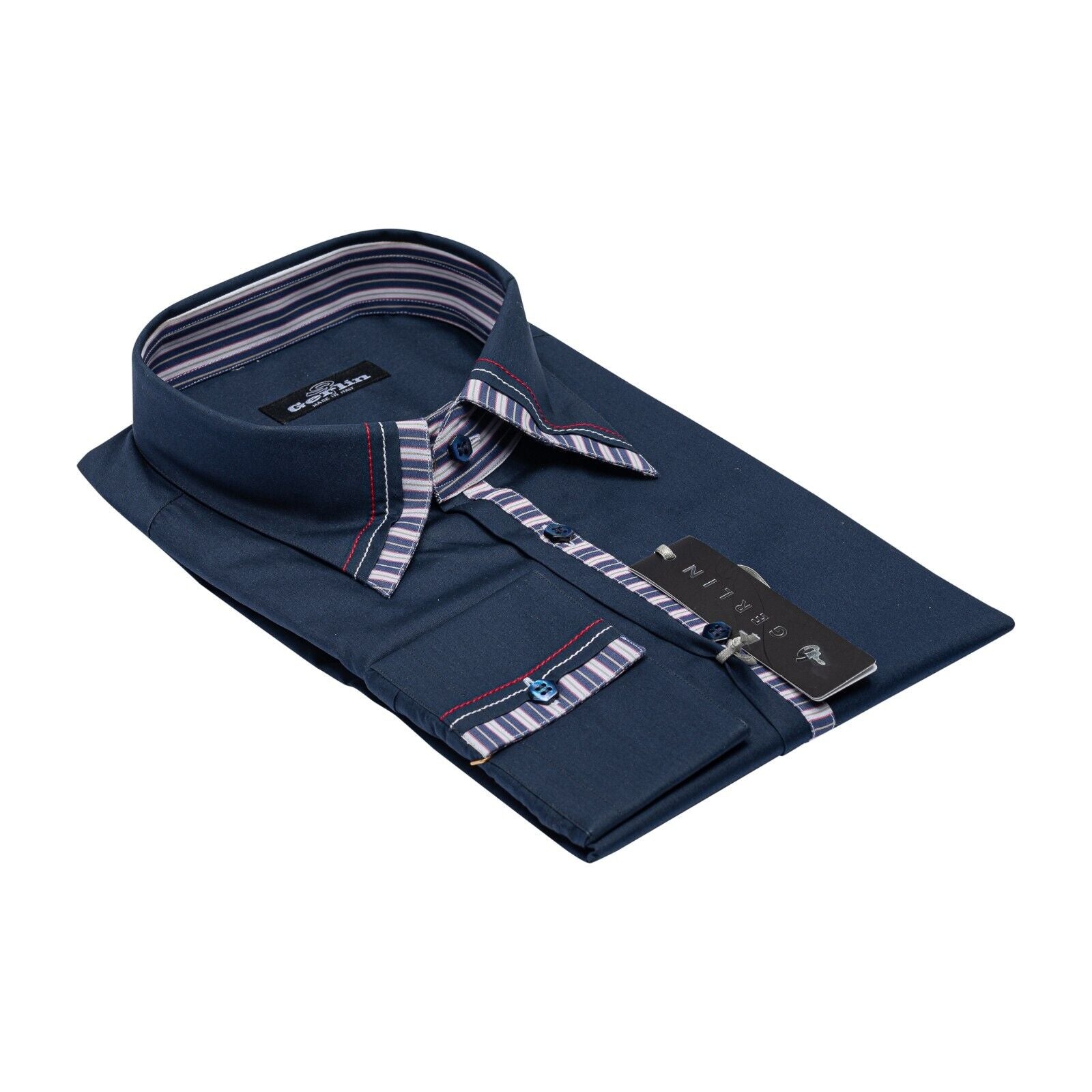 690$ LUXURY GERLIN Shirt Blue SUPRALUX ALUMO Cotton 16 - 41 5R BIJAN