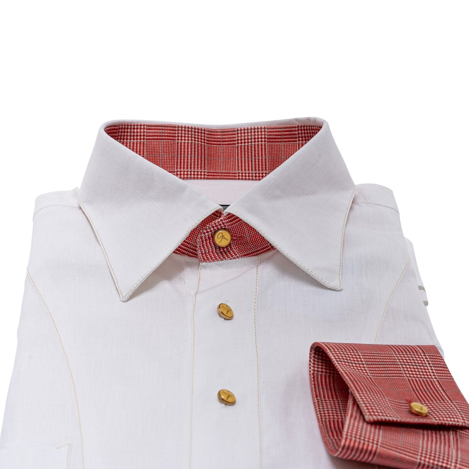 950$ LUXURY GERLIN Shirt White Silk & "IRISH Linen" 16 - 41 9A