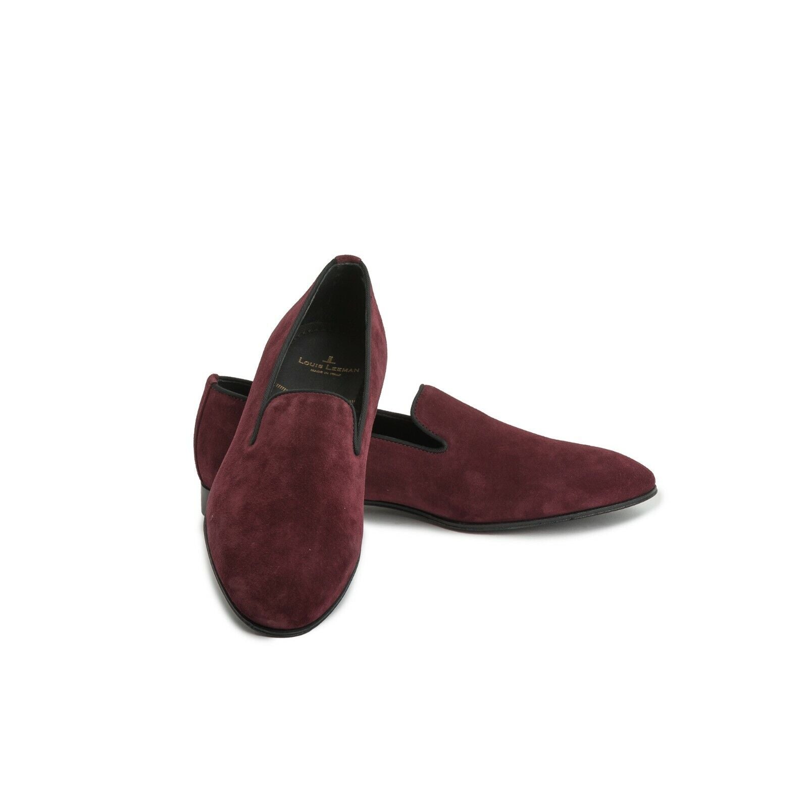650$ Luxury Louis Leeman Suede Burgundy Loafer Slipper Shoes Made in Italy