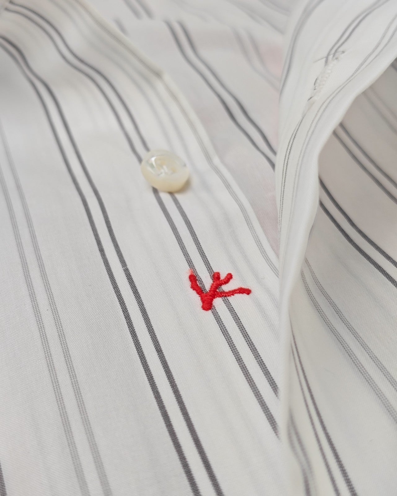 730$ ISAIA "Mix" Hand-Sewn Dress Shirt White Striped Fine Cotton 16.5 - 42