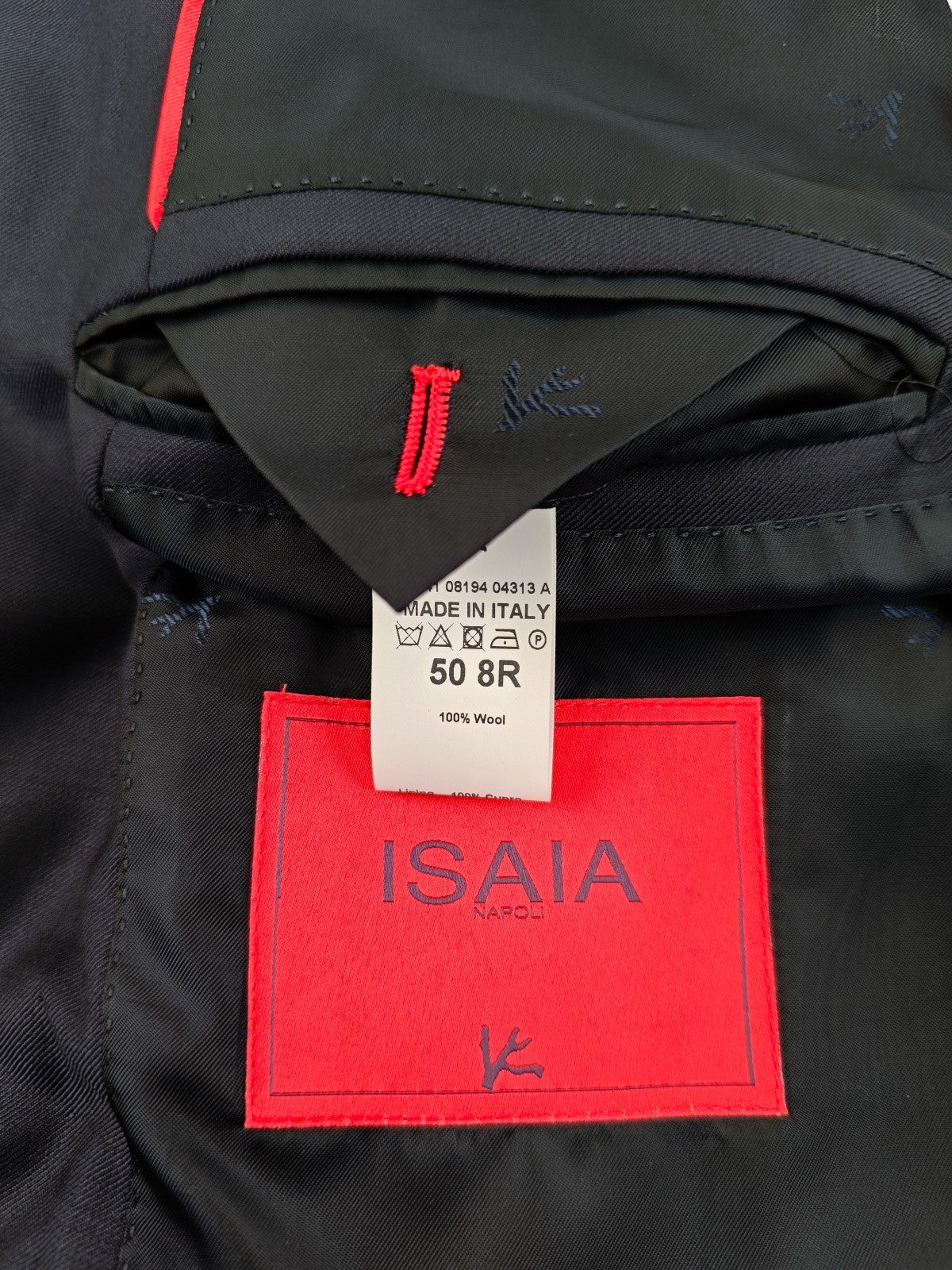 $6500 ISAIA NAPOLI "Aquaspider" Blue Navy Solid Hand-Sewn Suit Wool