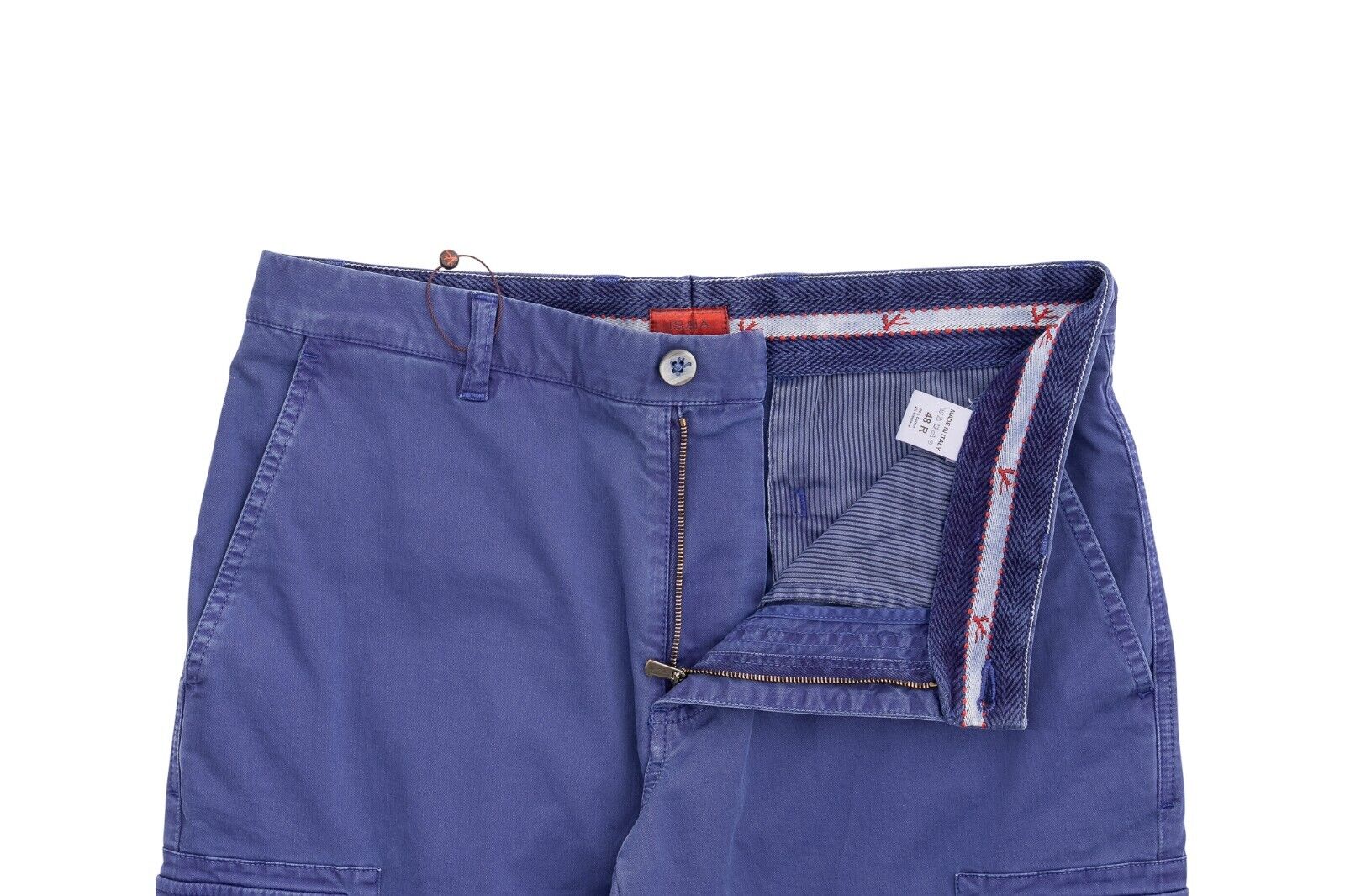 690$ ISAIA NAPOLI Blue Cargo Trousers Pant Cotton 32 US / 48 EU Slim Fit