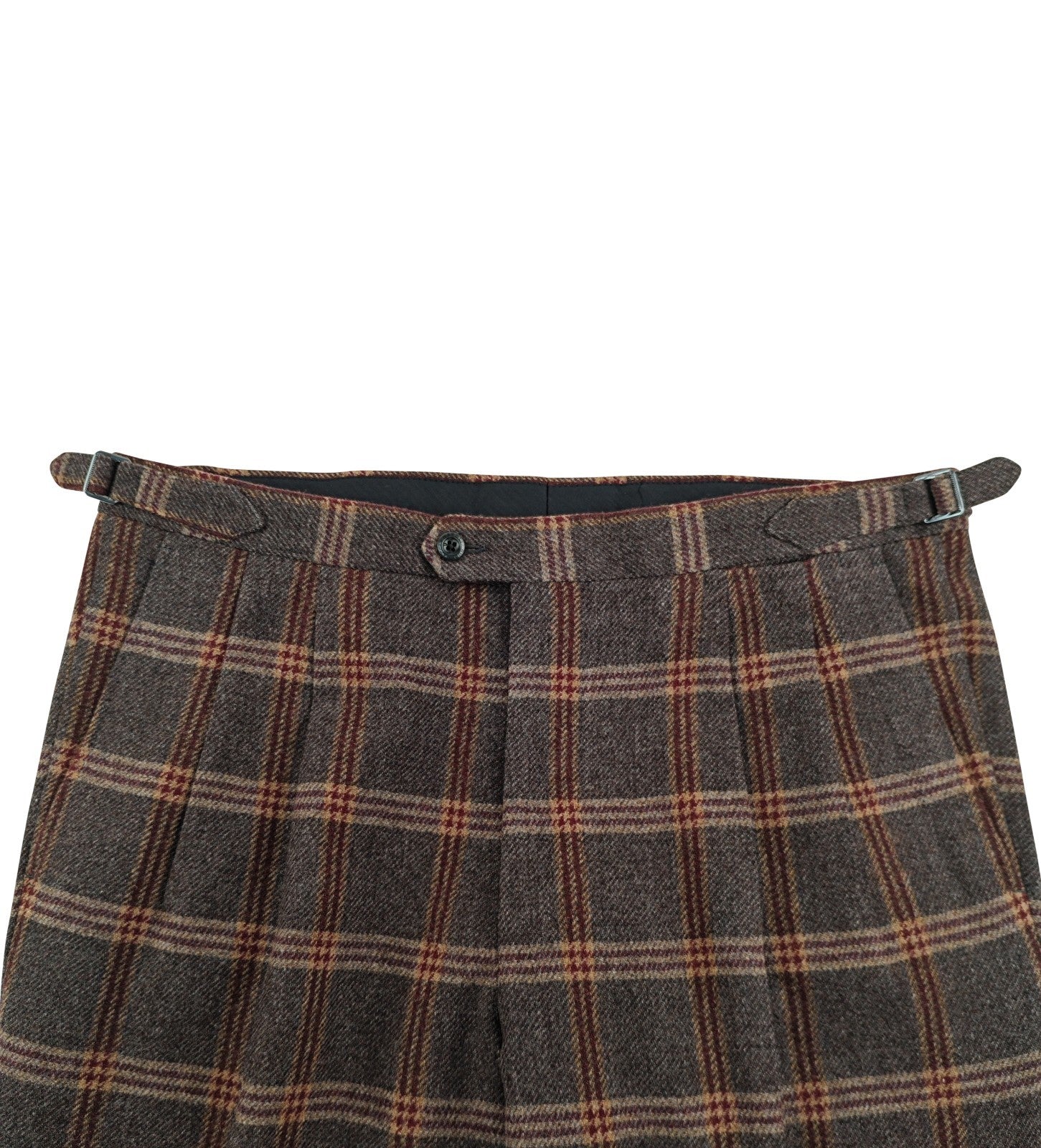 $3450 RUBINACCI NAPOLI Brown Checks Hand-Sewn Suit Flannel Wool