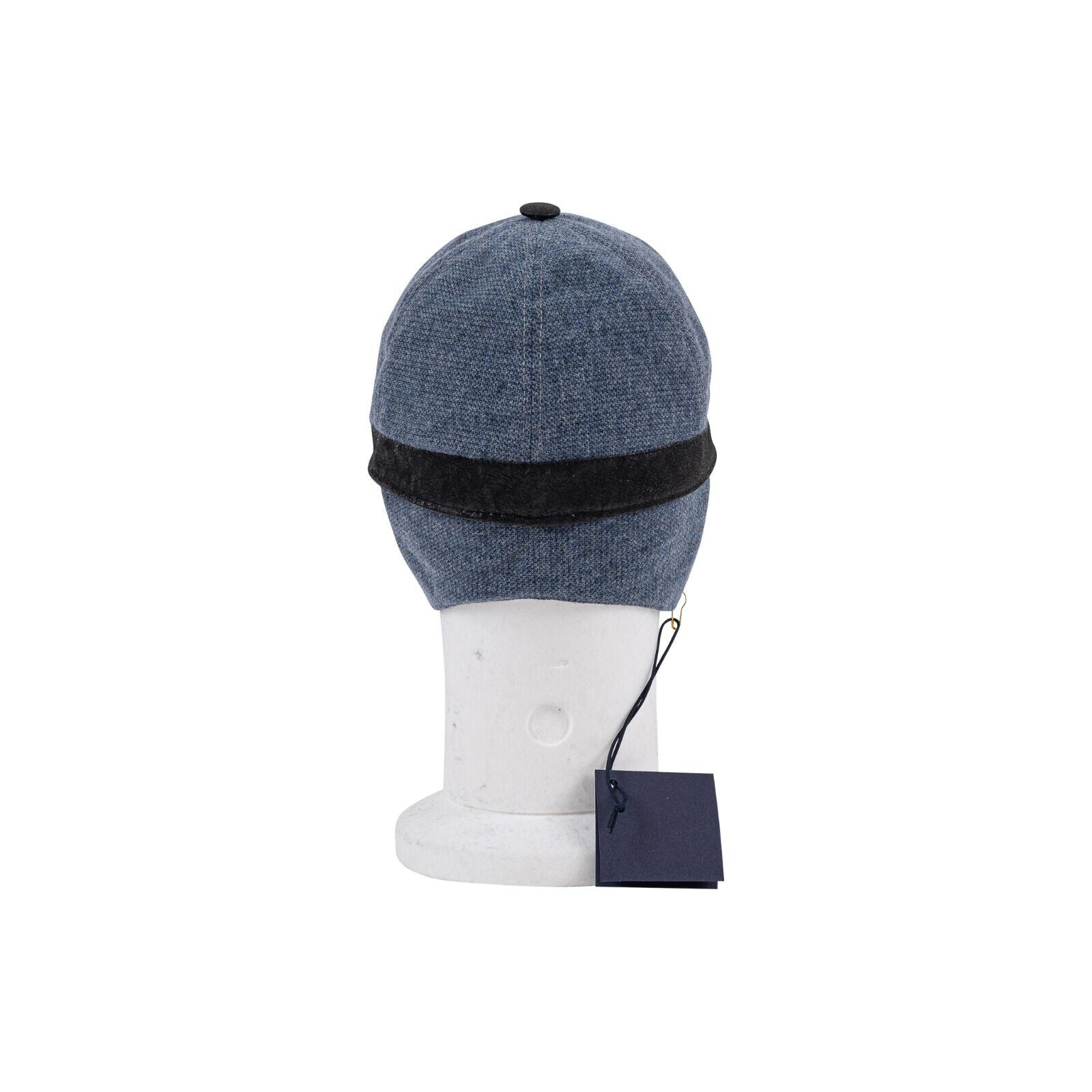 590$ FEDELI CASHMERE Blue Baseball Hat Cap Lander Cashmere Felt + Deerskin Sz M