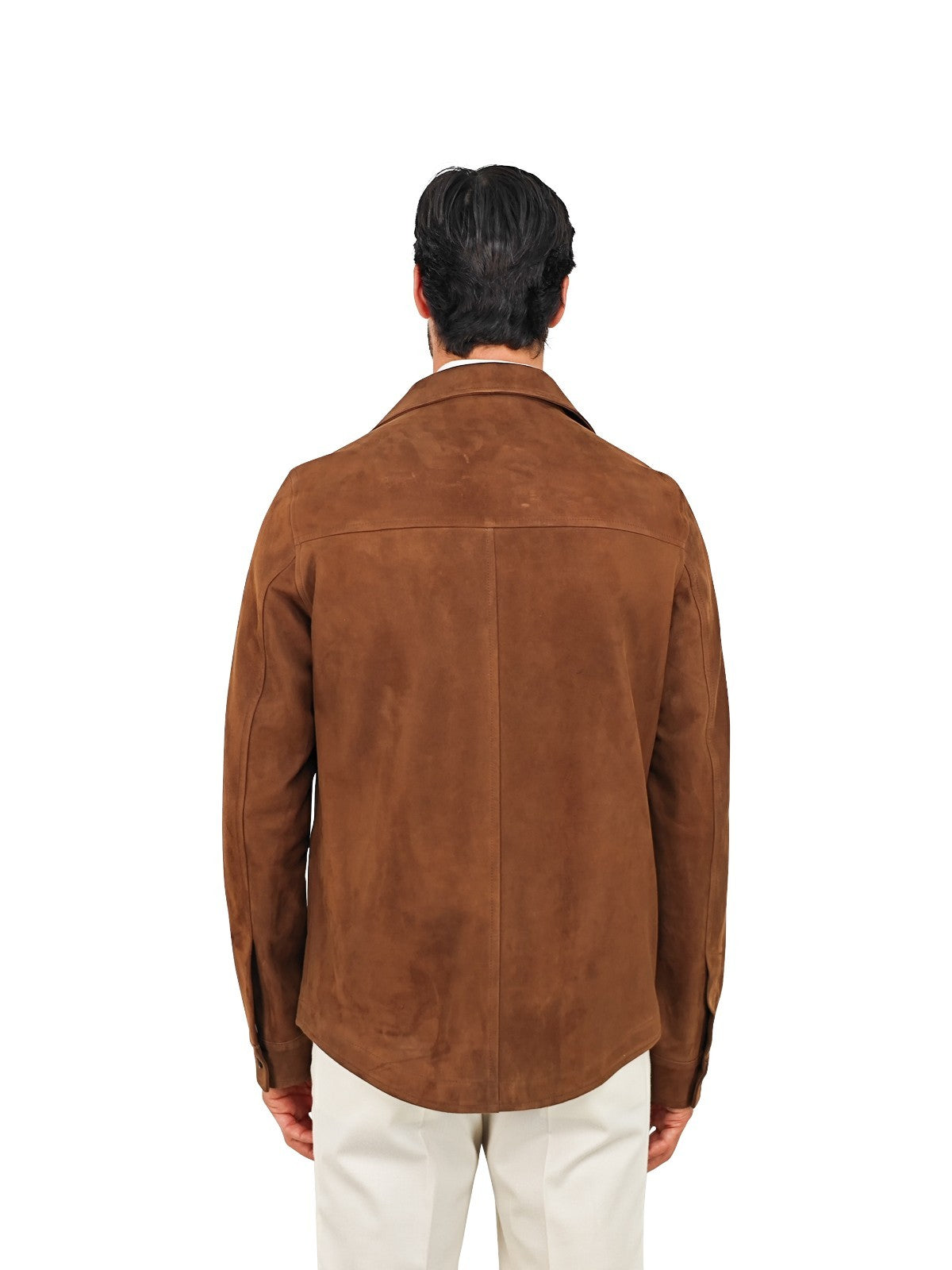 4200$ ISAIA NAPOLI Brown Overshirt Jacket Leather Suede Lambskin 40 US / 50 EU