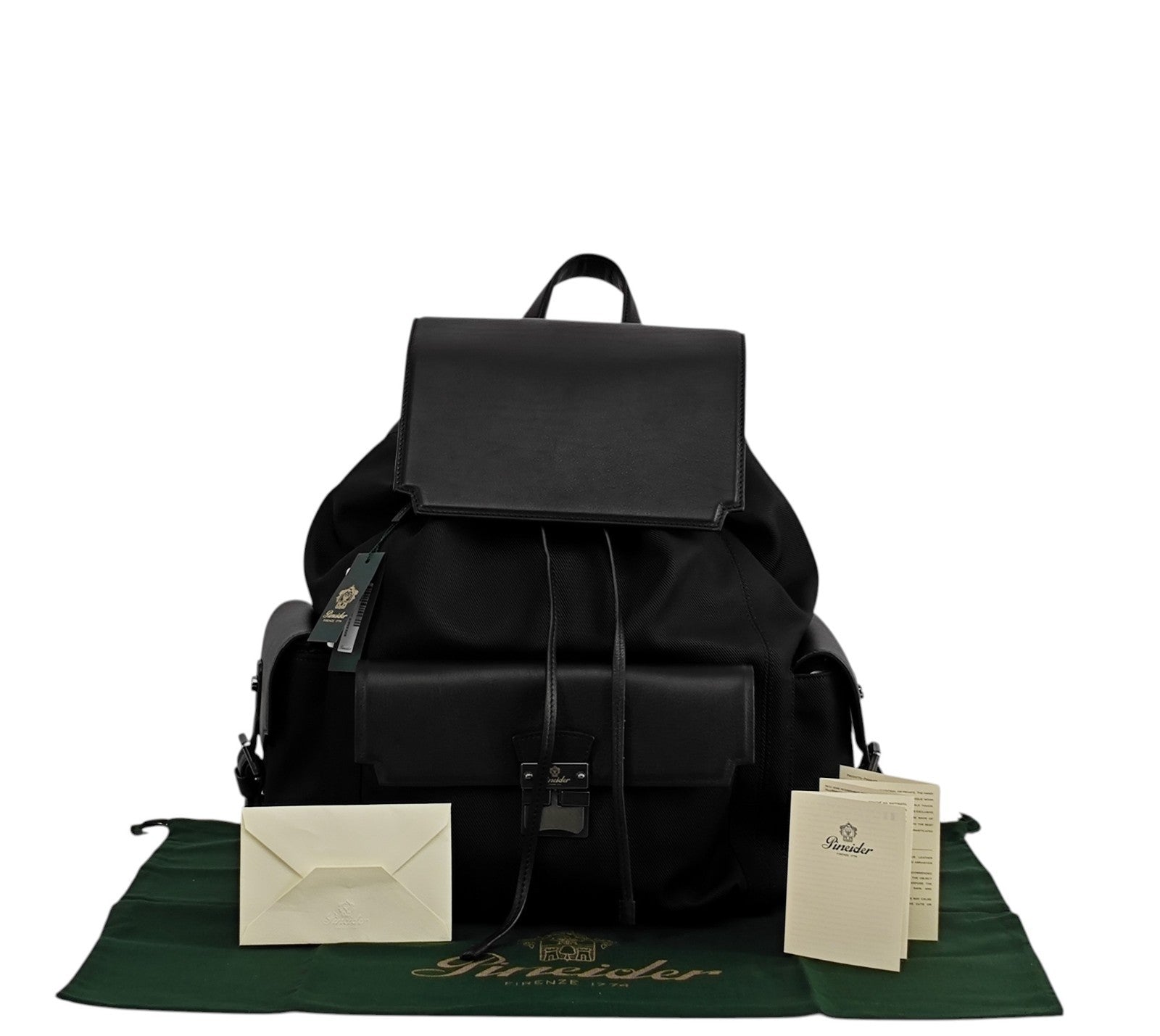 1950$ PINEIDER FIRENZE 1774 Leather Multiple Backpack Black