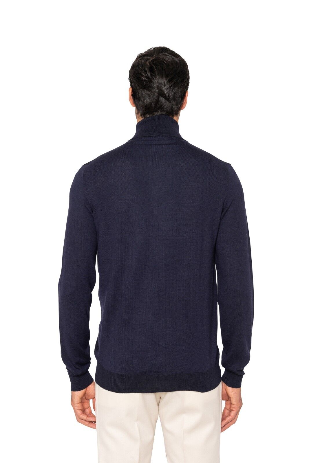 $1200 FEDELI CASHMERE Blue Cardigan Sweater Zip Jacquard Wool 140's 40 US 50 EU