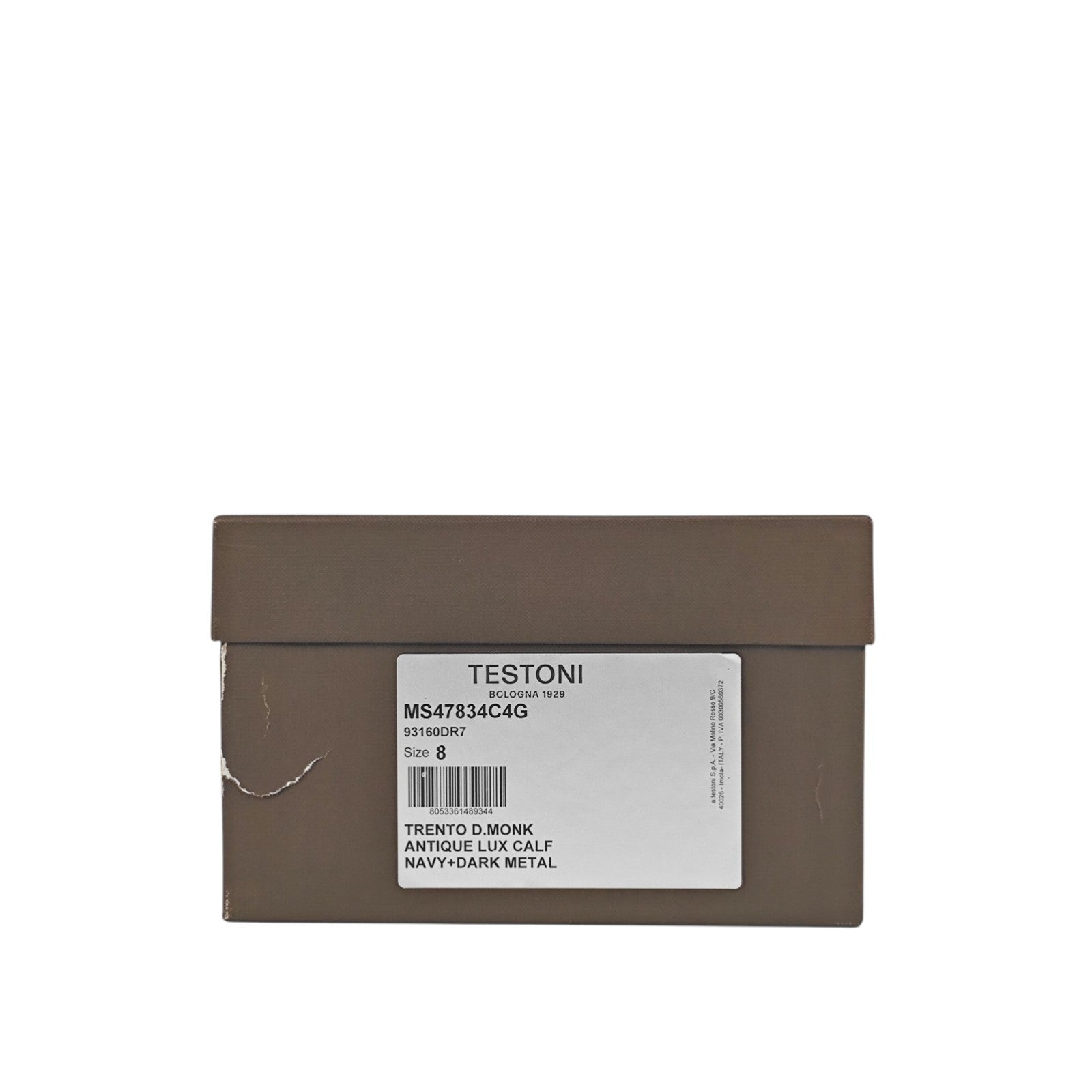 1250$ TESTONI "Trento" Blue Double Monk Shoes Antiqued Calf 8 UK / 9 US / 42 IT