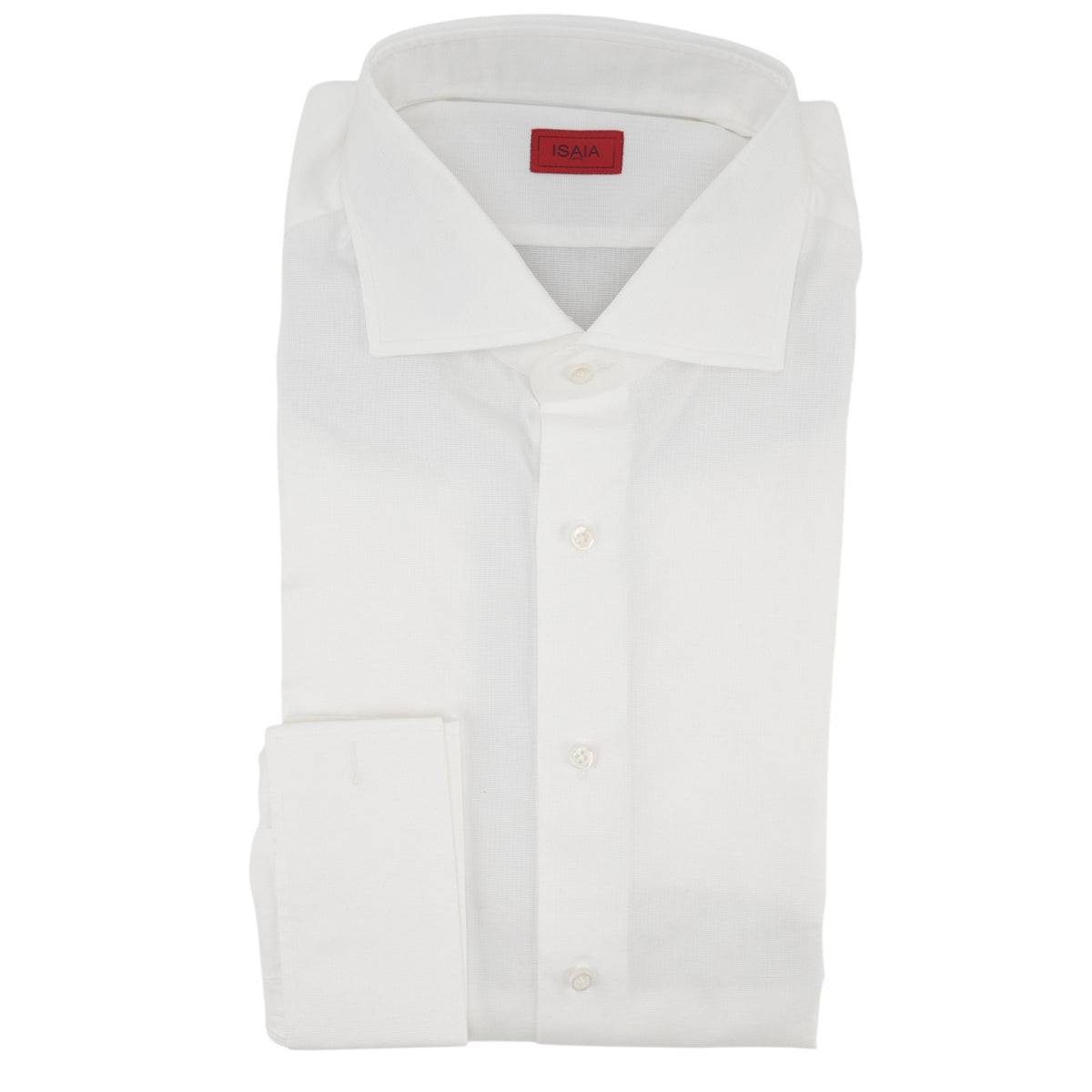 780$ ISAIA "Mix" Dress Shirt French Cuffs White Oxford Cotton 18 - 45