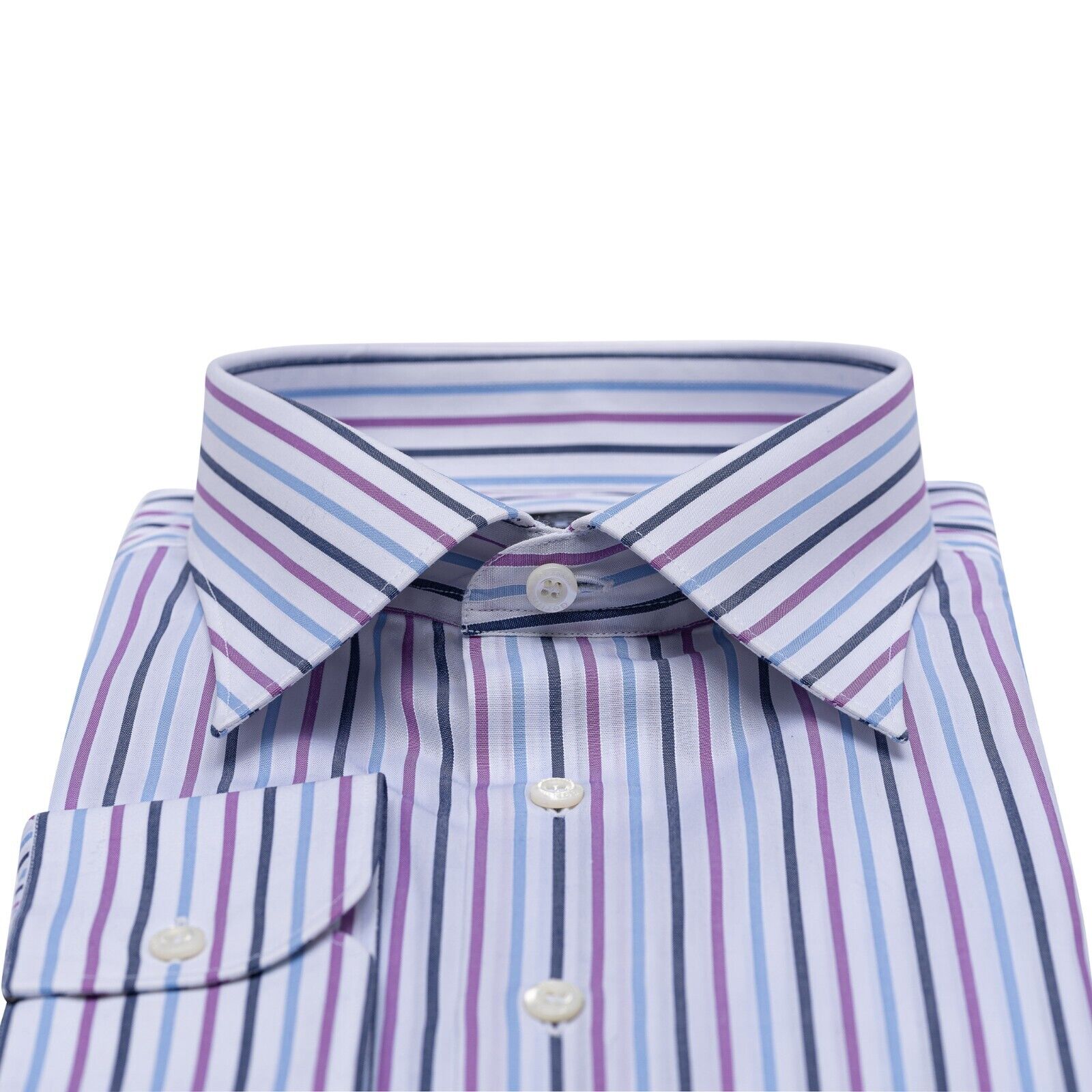 690$ ITALIAN LUXURY GERLIN Shirt White Striped Fine Cotton 2AM ZILLI