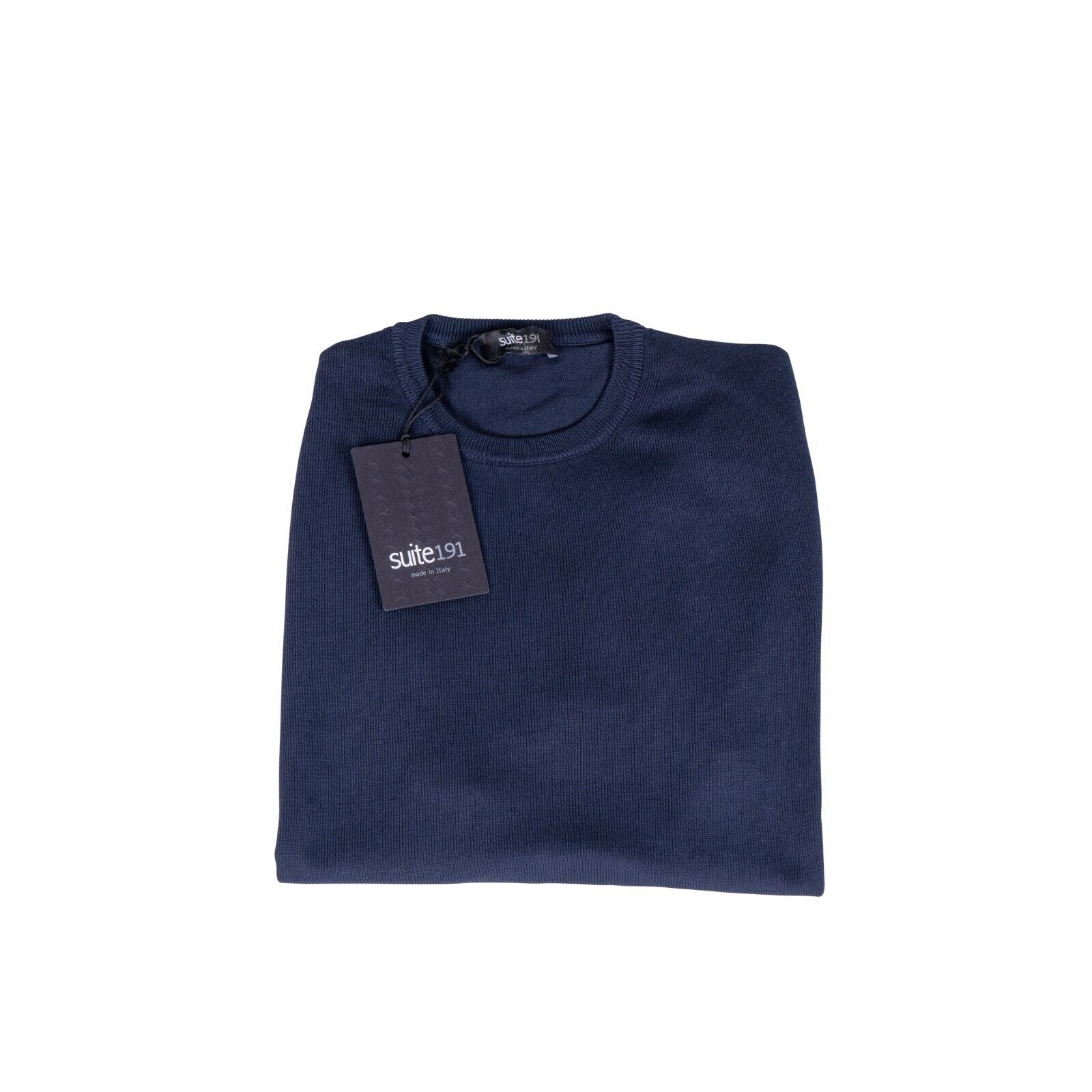 240$ Luxury Knitwear SUITE 191 Sweater Blue Navy Knit Cotton Short Sleeve