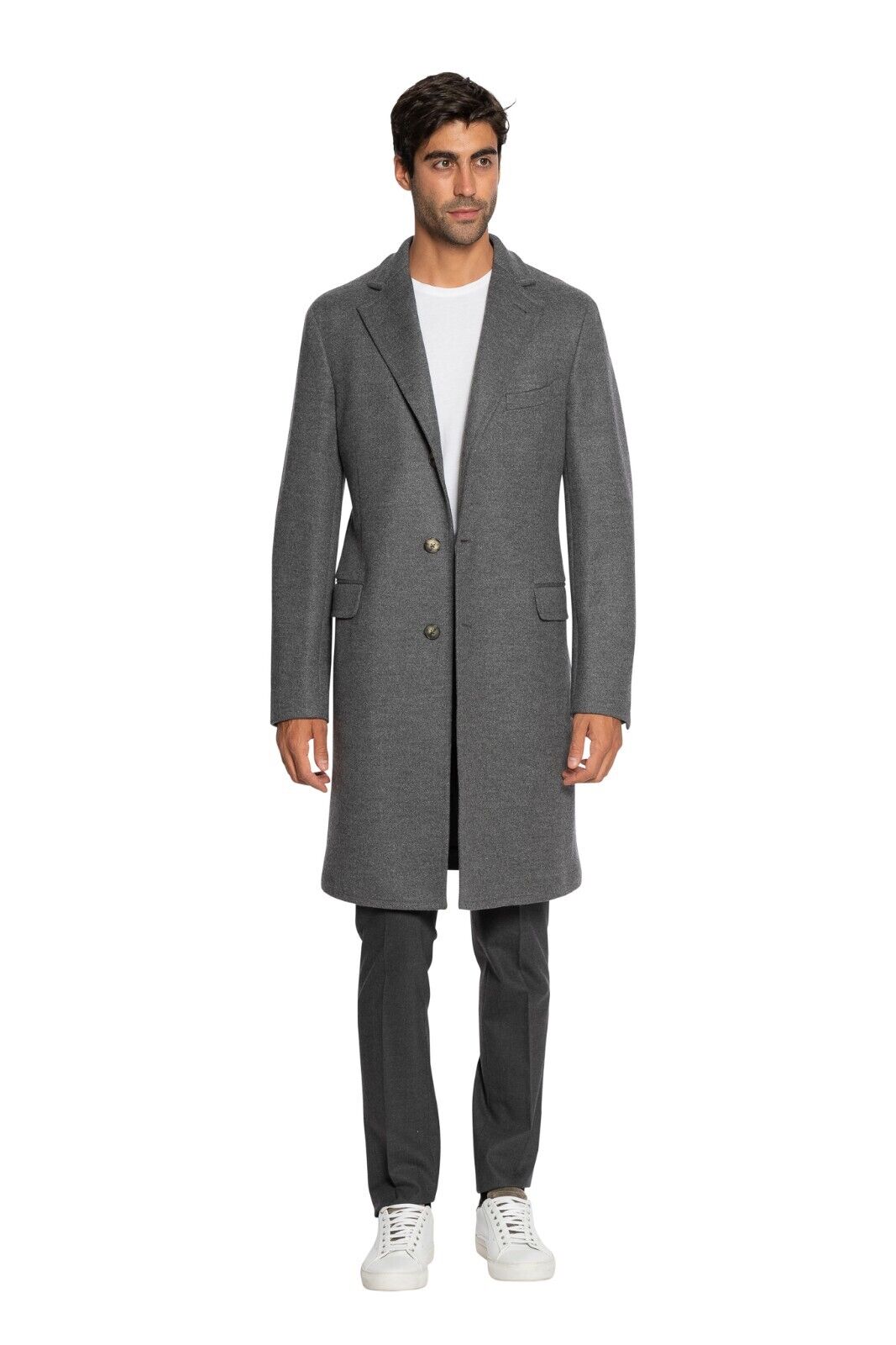 $1700 BOGLIOLI MILANO Single Breasted Dark Grey Long Coat Wool 40 US / 50 EU