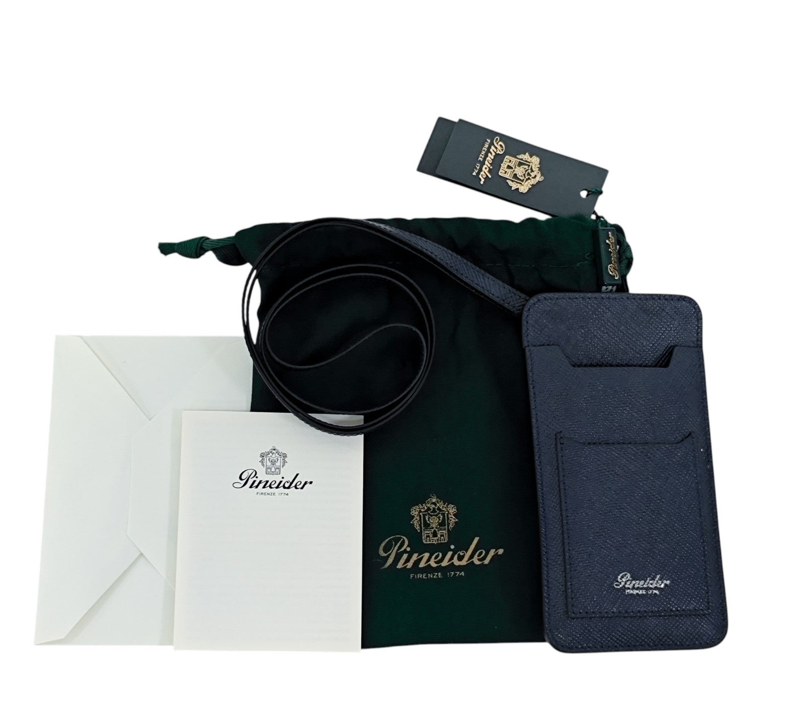 295$ PINEIDER FIRENZE 1774 Necklace Double Pen Holder Saffiano Calf Blue