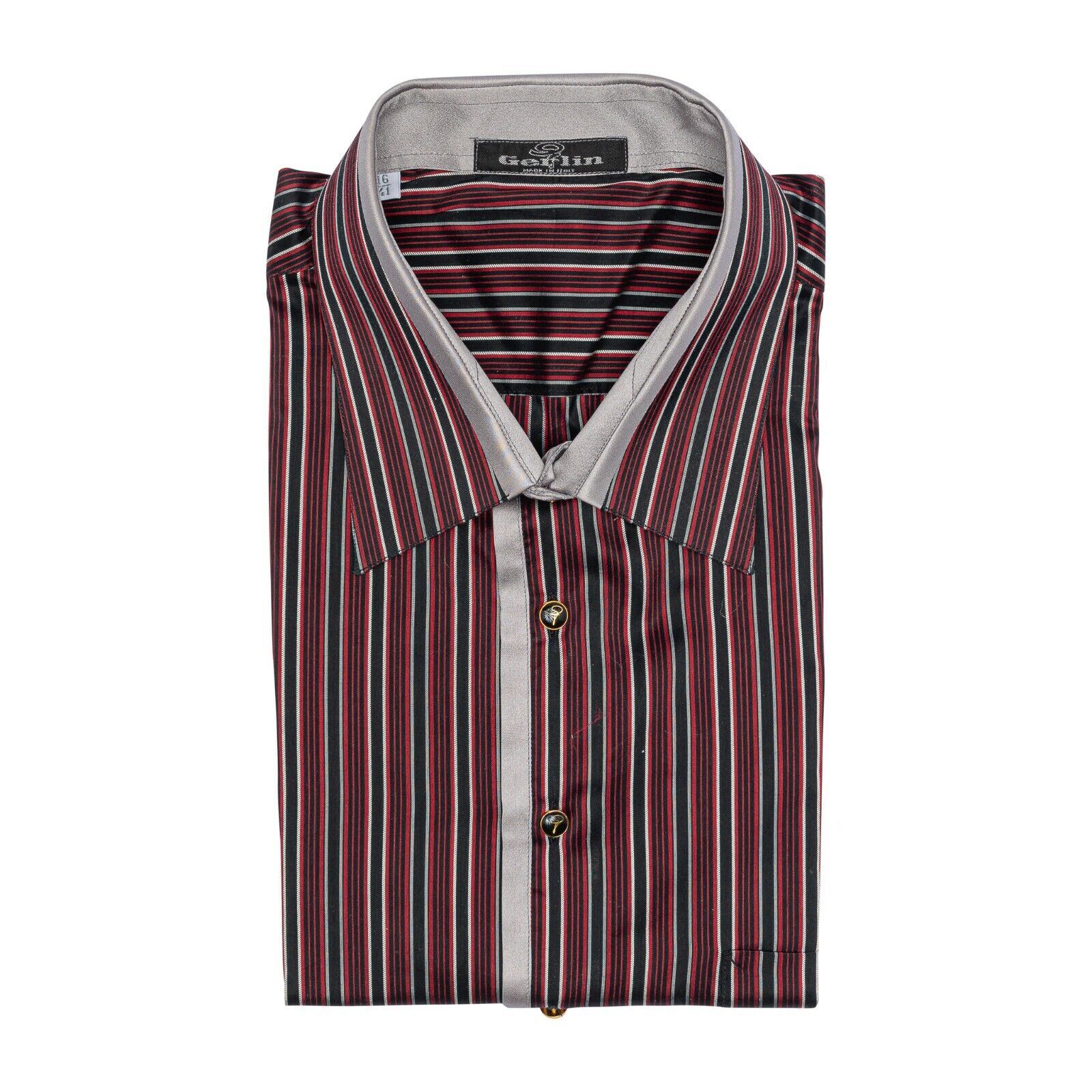 1400$ LUXURY GERLIN Shirt Red Striped 100% Silk 16 - 41 2C BIJAN