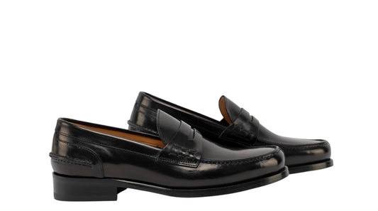 $1200 TESTONI "Trento" Loafer Shoes Antique Lux Calf Black