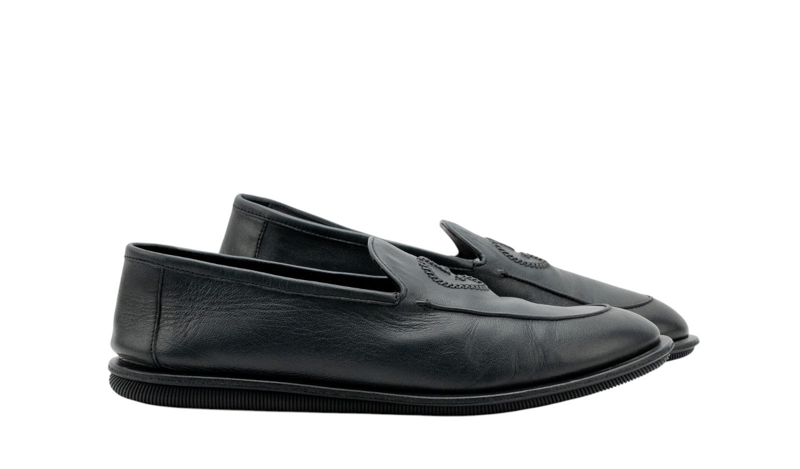 900$ GIORGIO ARMANI Shoes Loafers Logo Blue Navy Leather 8 UK / 9 US / 42 IT