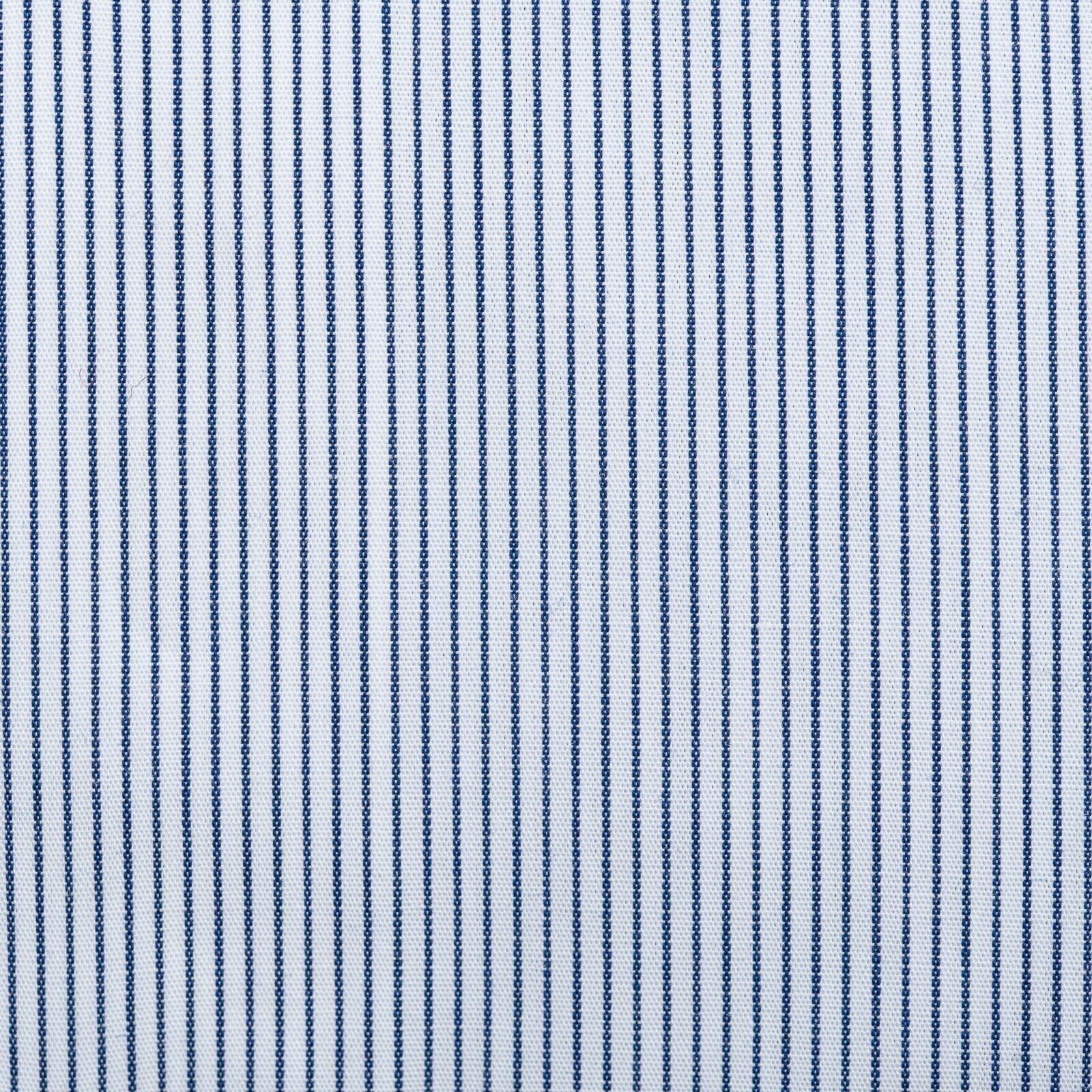 $190 BORRIELLO NAPOLI White Striped Shirt Cotton Hand-Sewn in Italy Slim Fit