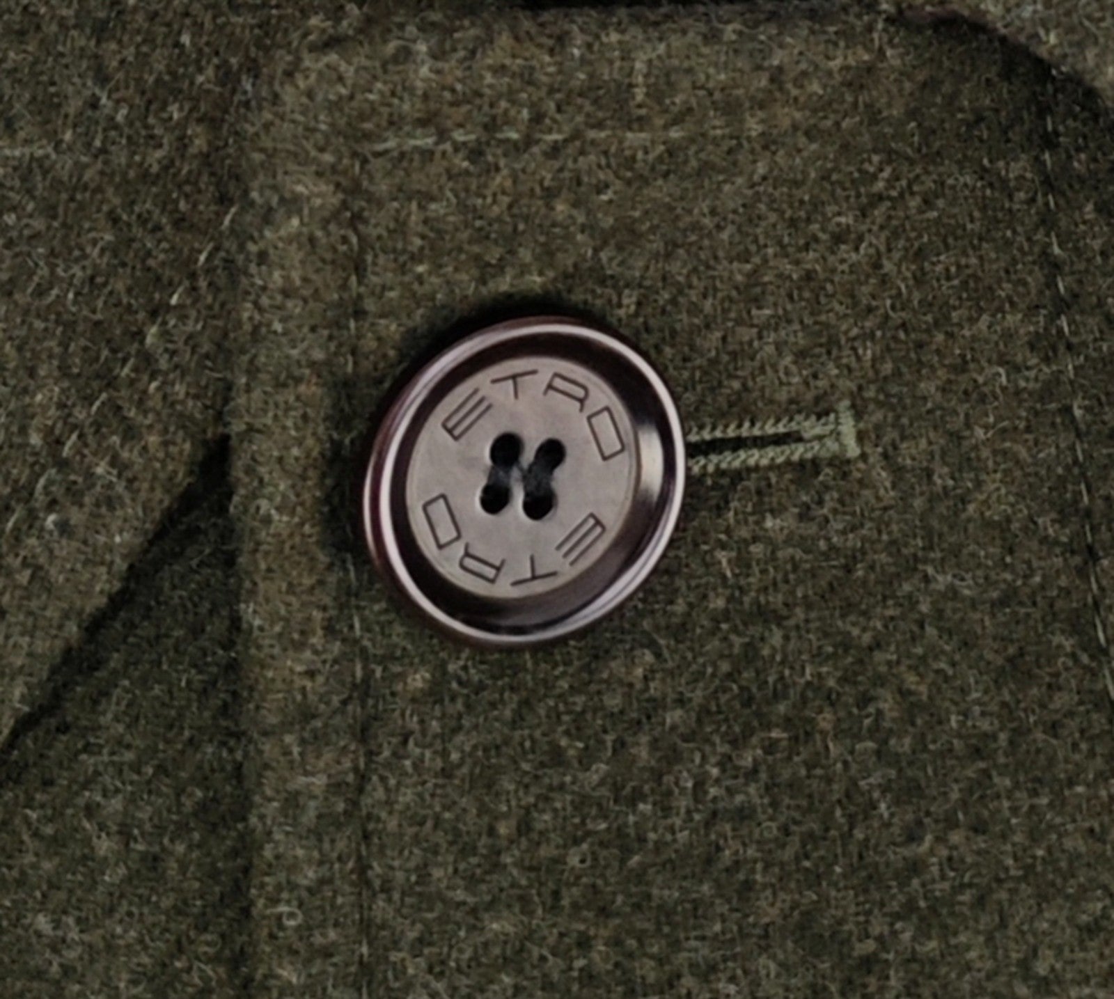 ETRO MILANO Green Wool Overcoat Long Single Breasted Made Italy 42 US / 52 IT