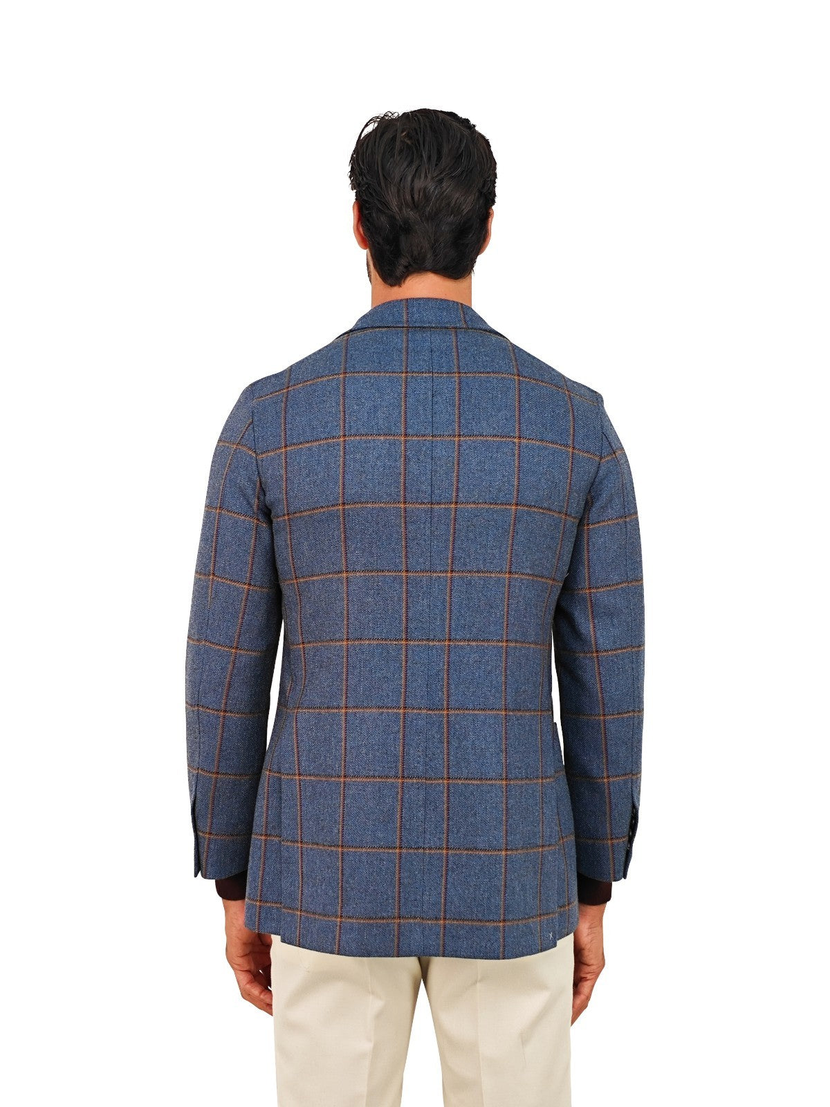$1650 RUBINACCI NAPOLI Blue Checks Jacket Sport Coat Wool 36 US / 46 EU