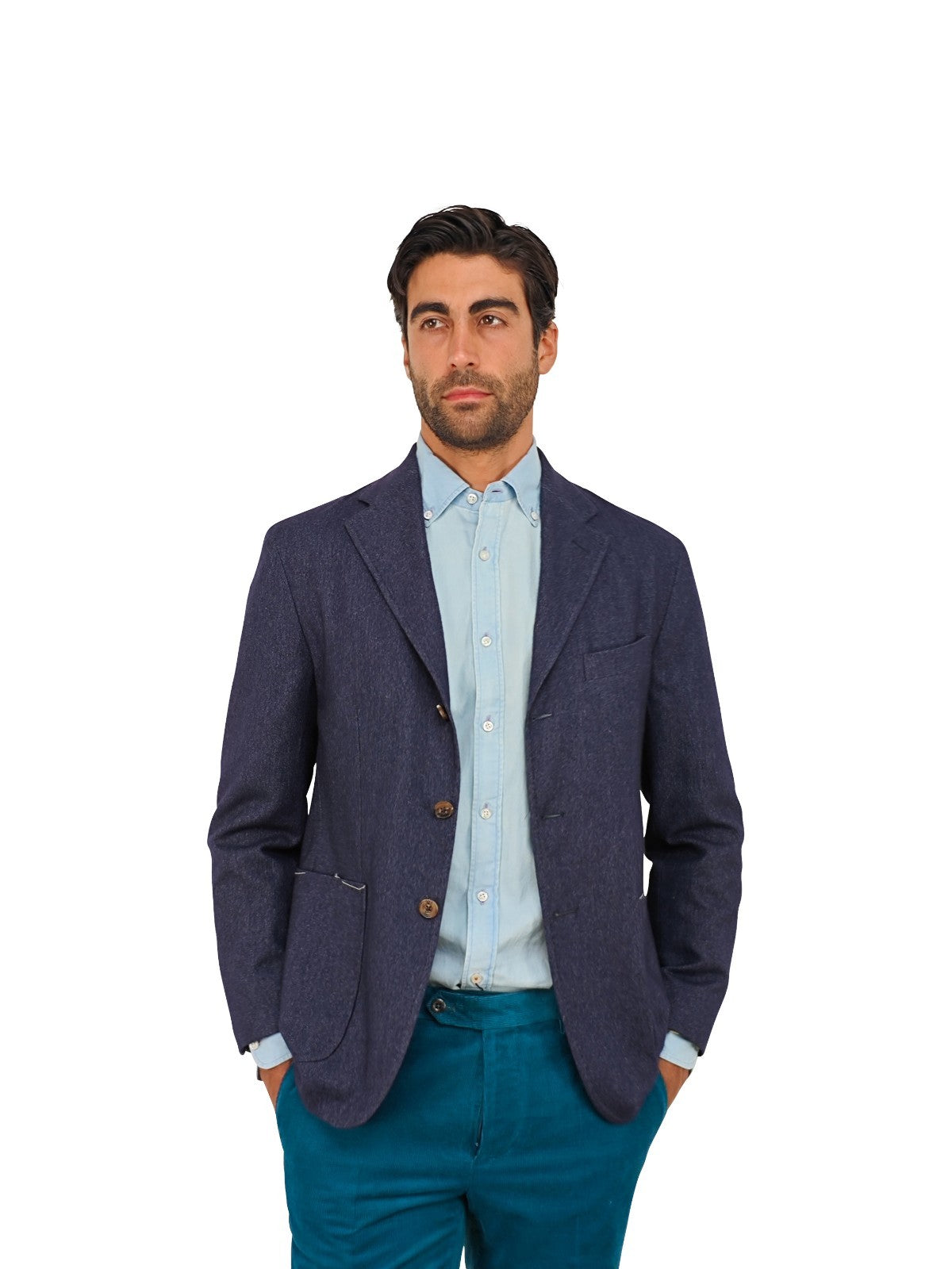 $2200 RUBINACCI NAPOLI Blue Jacket Sport Coat 100% Cashmere Twill 38 US / 48 EU