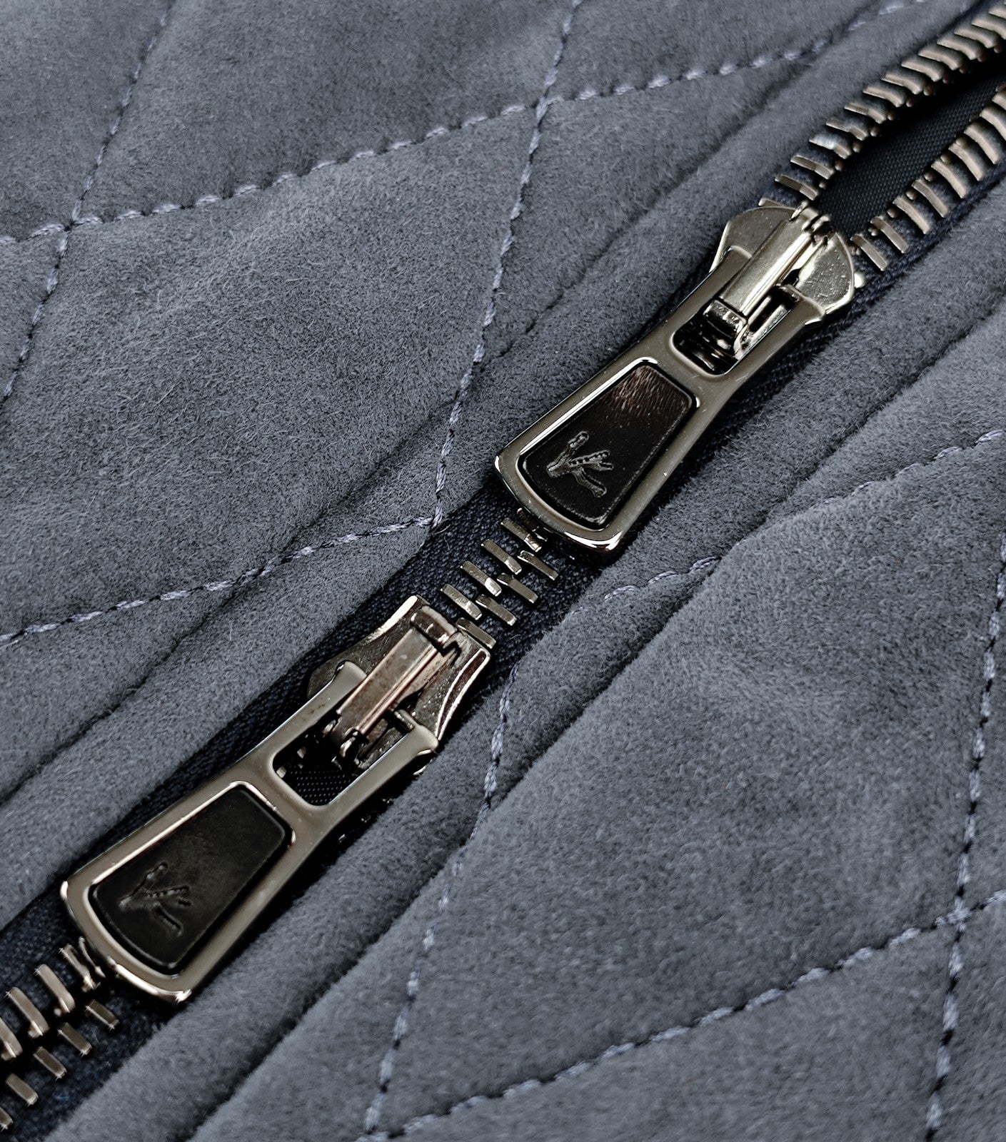 4200$ ISAIA NAPOLI Slate Blue Quilted Vest Jacket Lambskin Leather 42 US / 52 EU