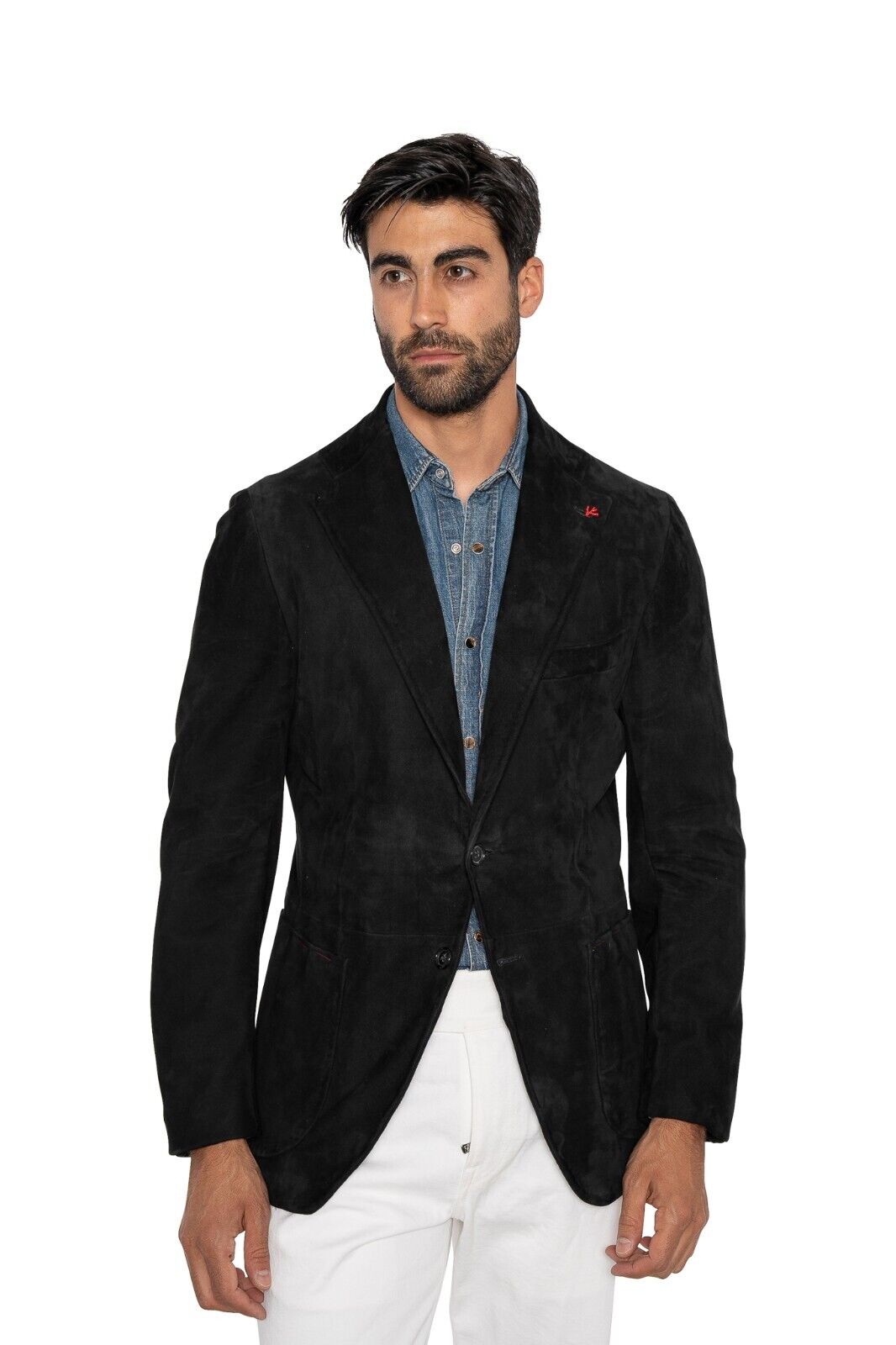 6500$ ISAIA Black Jacket Sport Coat Suede 100% Lambskin  38 US / 48 EU