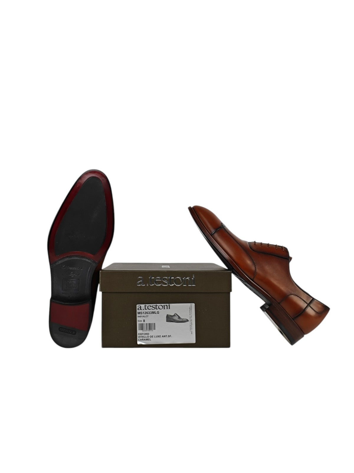 1200$ TESTONI Oxford Shoes Goodyear Welted Calf Caramel 8 UK / 9 US / 42 IT