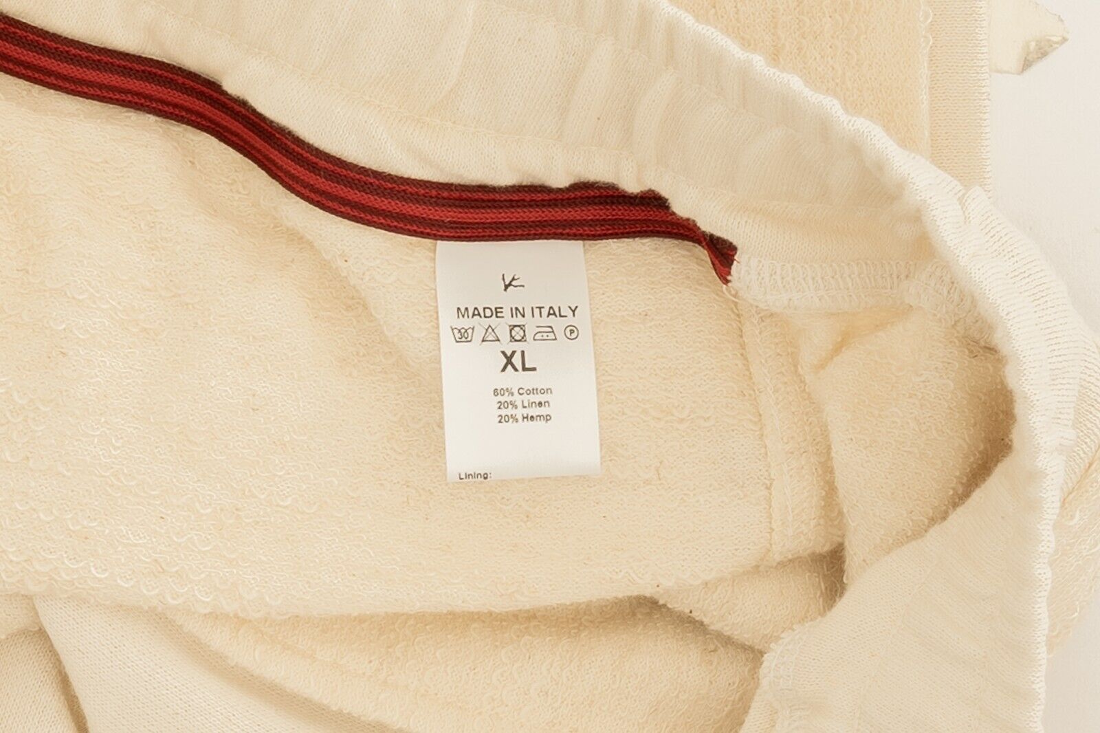 750$ ISAIA NAPOLI Ivory Drawstring Short Pant Cotton / Linen / Hemp Size XL