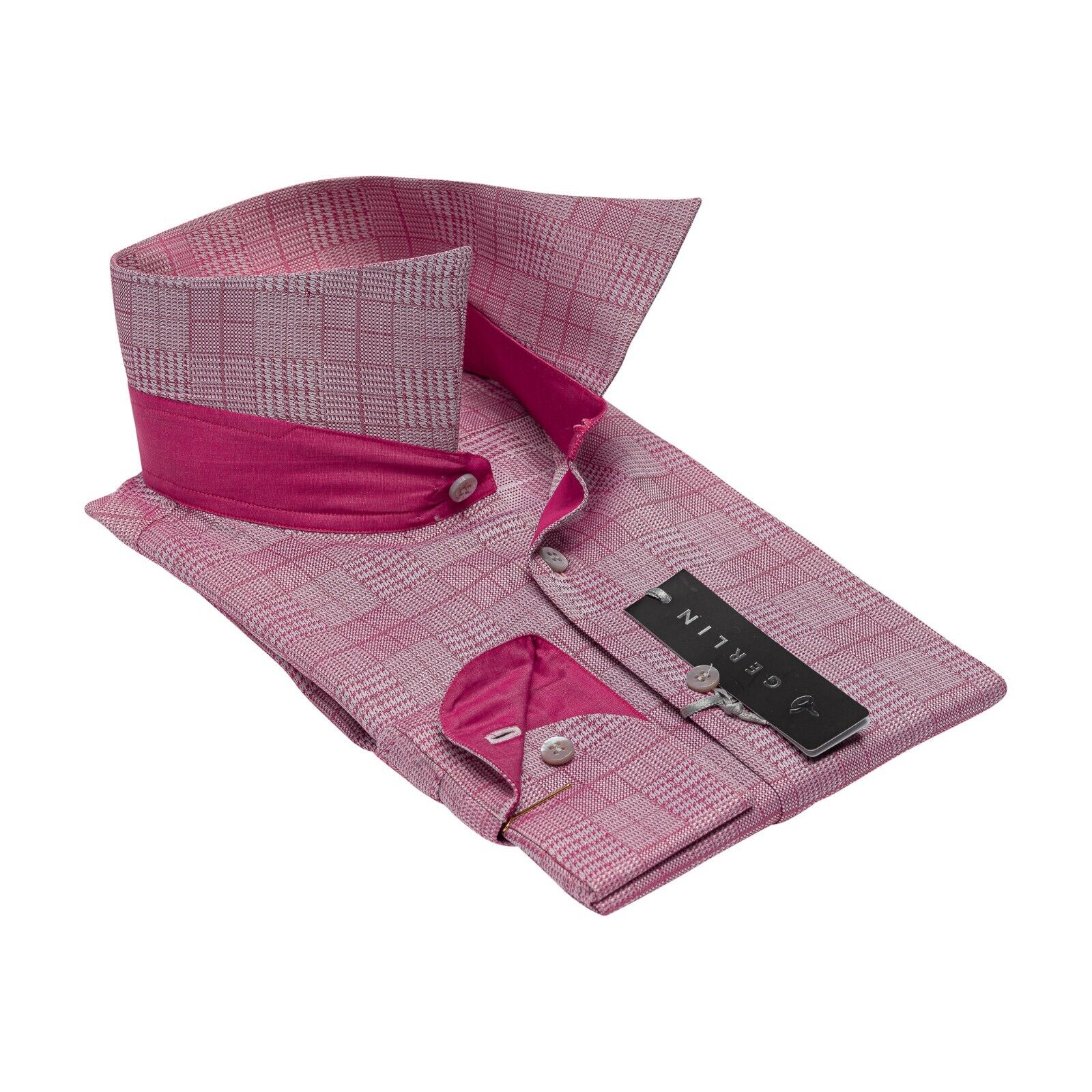 690$ LUXURY GERLIN Shirt Red DON Jacquard Cotton 16 - 41 1M BIJAN