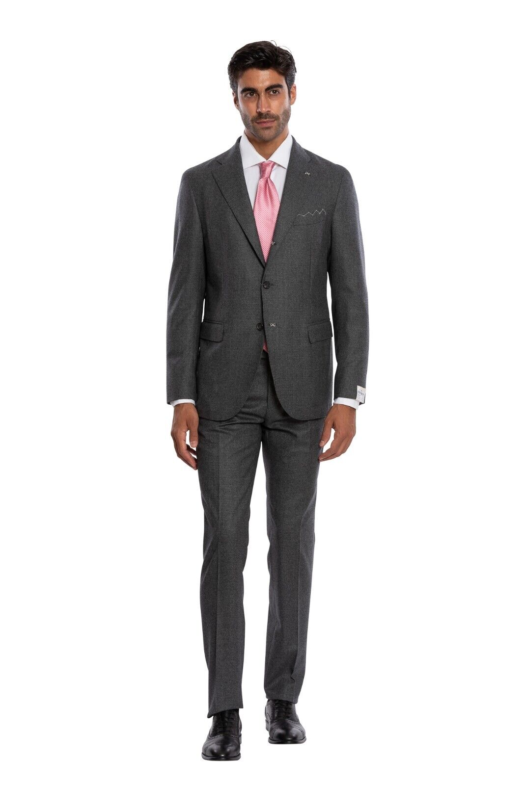 $3100 LUIGI BORRELLI NAPOLI Hand-Sewn Gray Micro Houndstooth Suit Wool Slim