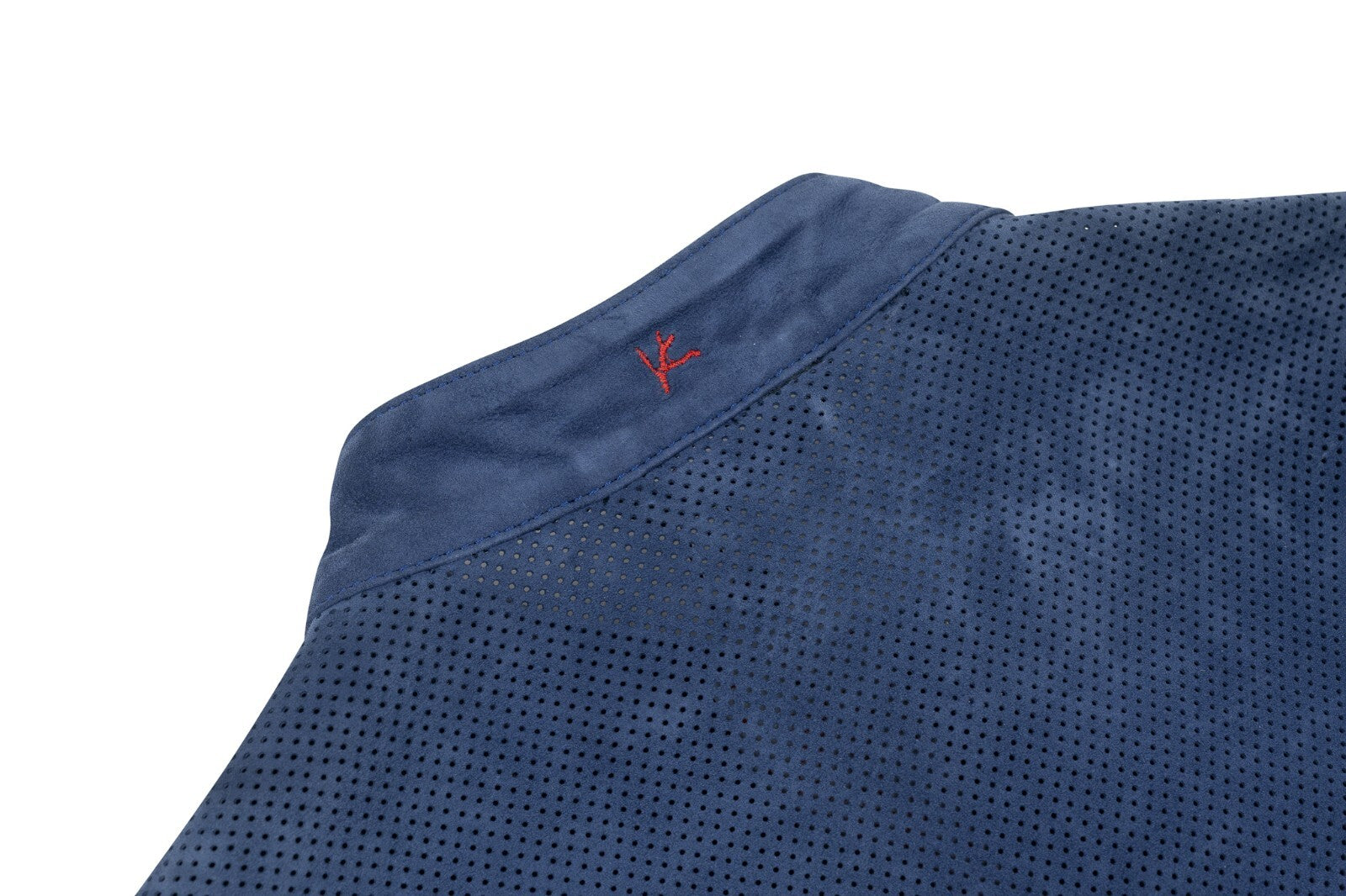 5500$ ISAIA Royal Blue Perforated Jacket Leather Suede Lambskin 38 US 48 EU