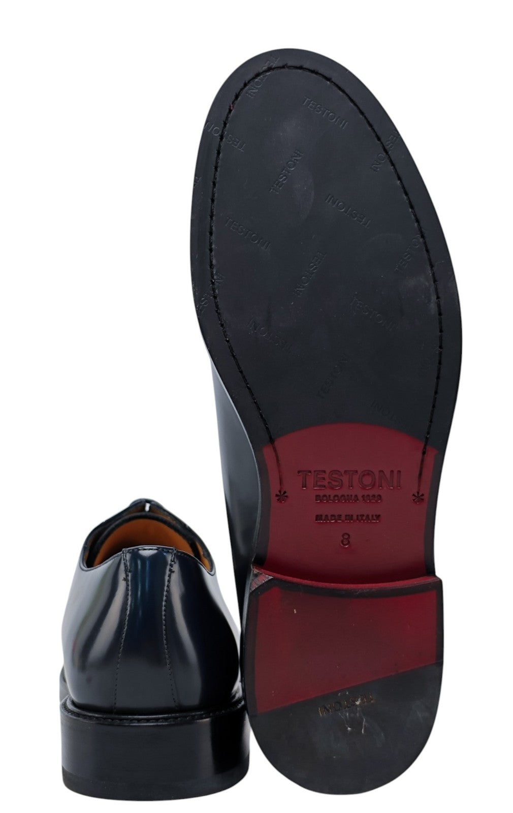 1200$ TESTONI "Vietri" Derby Shoes Brush Off Calf Navy (2) 8 UK / 9 US / 42 IT