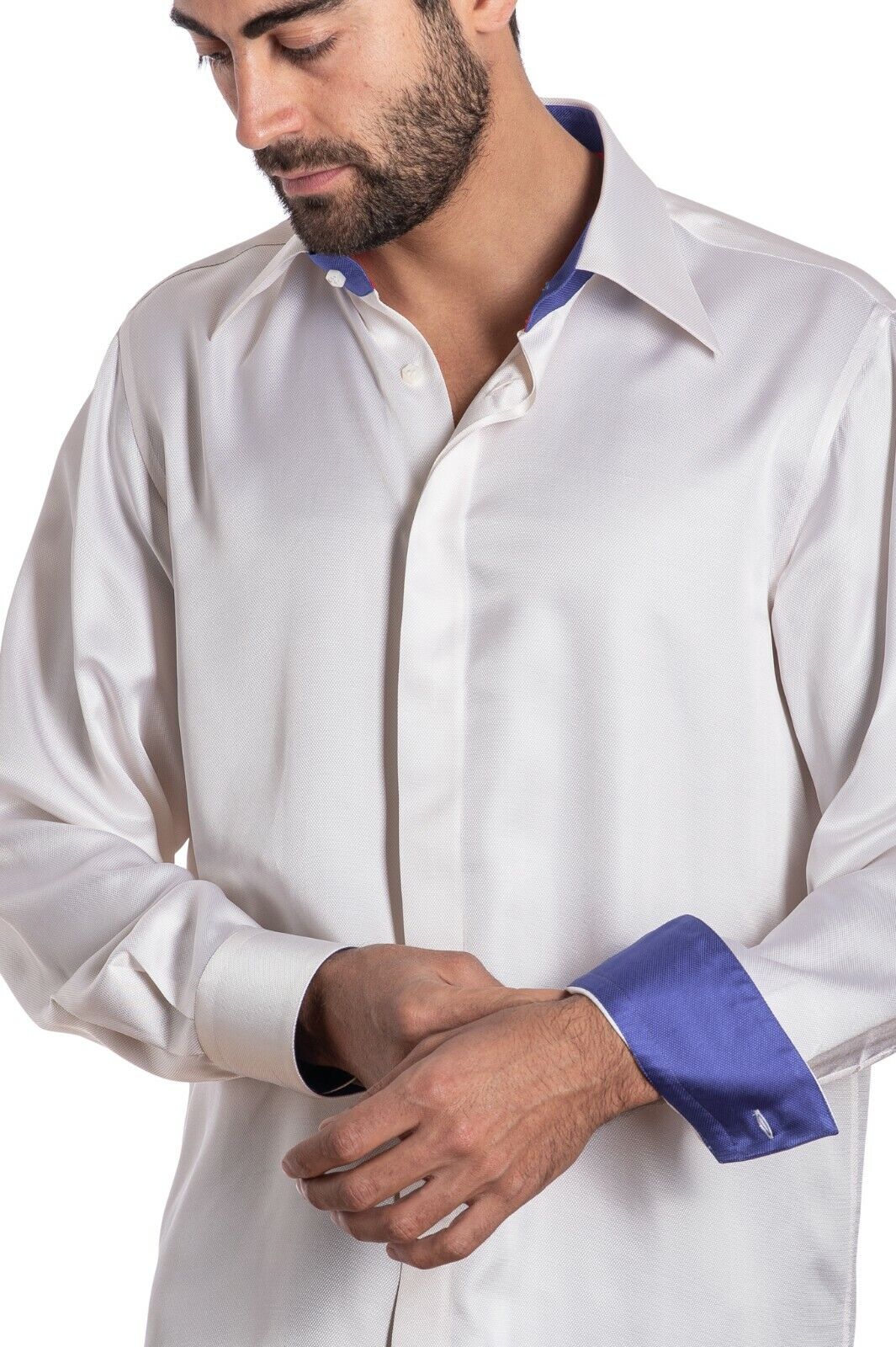 ITALIAN LUXURY 1400$ GERLIN Shirt 100% Silk Ivory ZILLI
