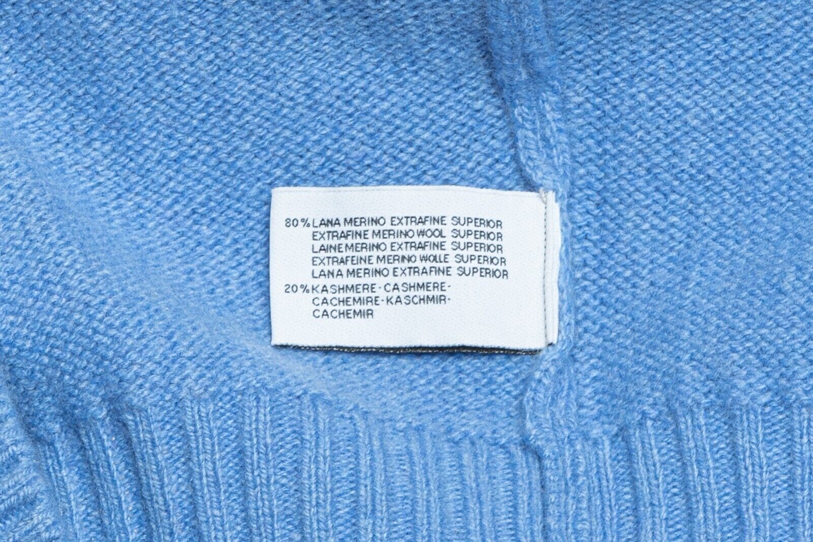 590$ DELLA CIANA CASHMERE Half Zip Sweater Merinos Wool / Cashmere Light Blue