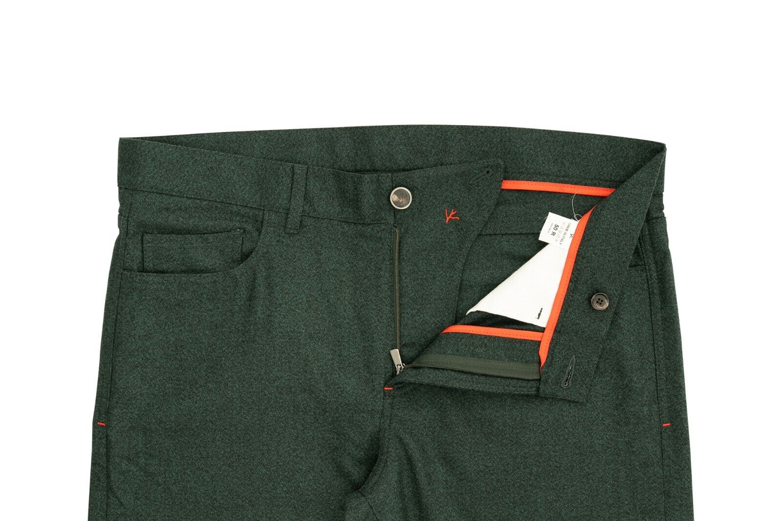 990$ ISAIA NAPOLI Green 5 Pockets Trousers Sport Pant Wool 34 US / 50 EU